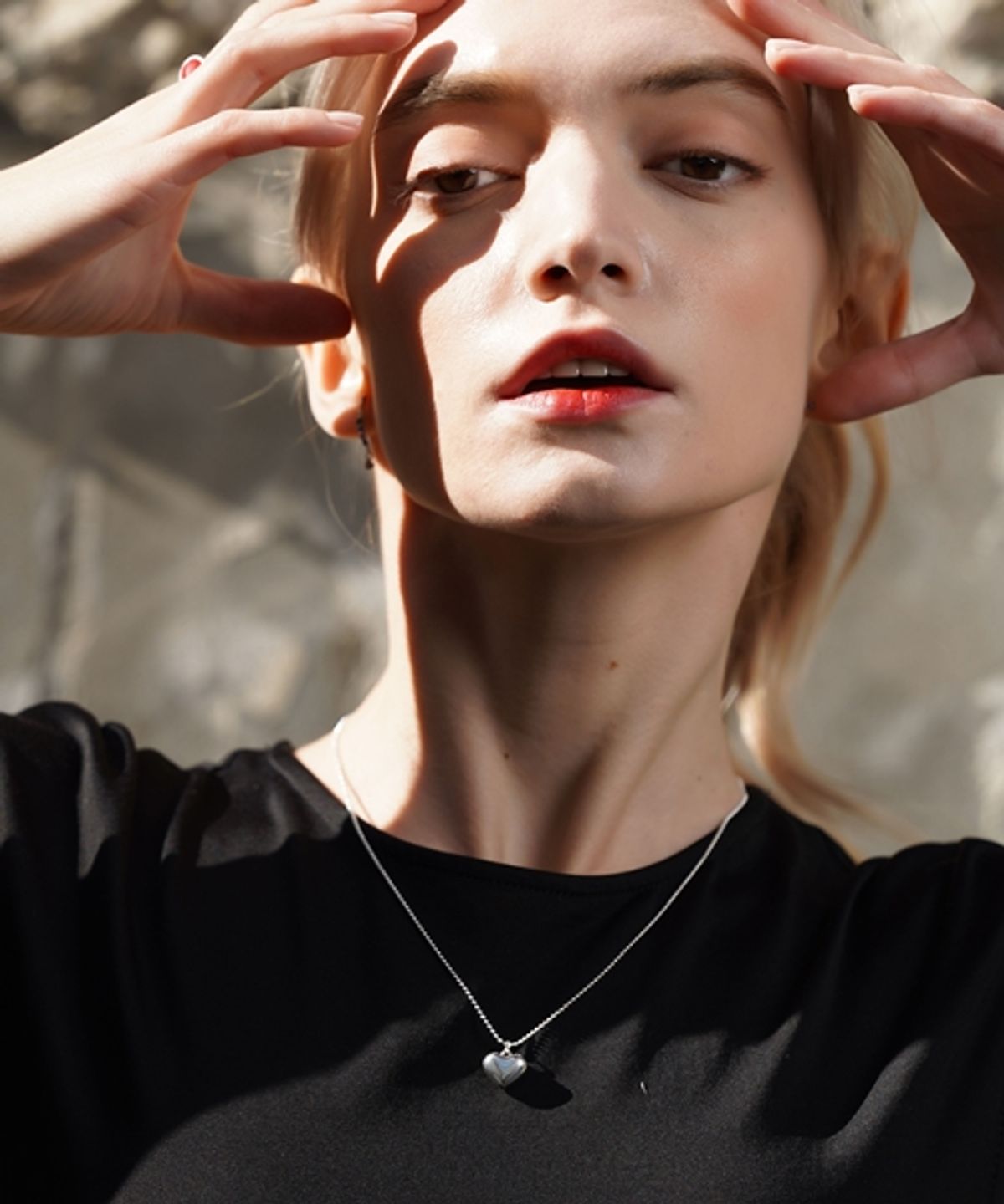봉보(BONBEAU) Volume heart point silver Necklace 실버 하트 통통 목걸이 9mm 15mm 20mm