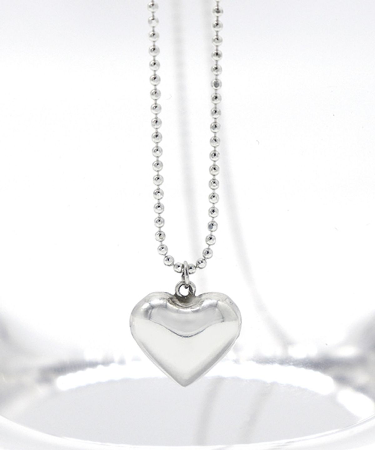 봉보(BONBEAU) Volume heart point silver Necklace 실버 하트 통통 목걸이 9mm 15mm 20mm
