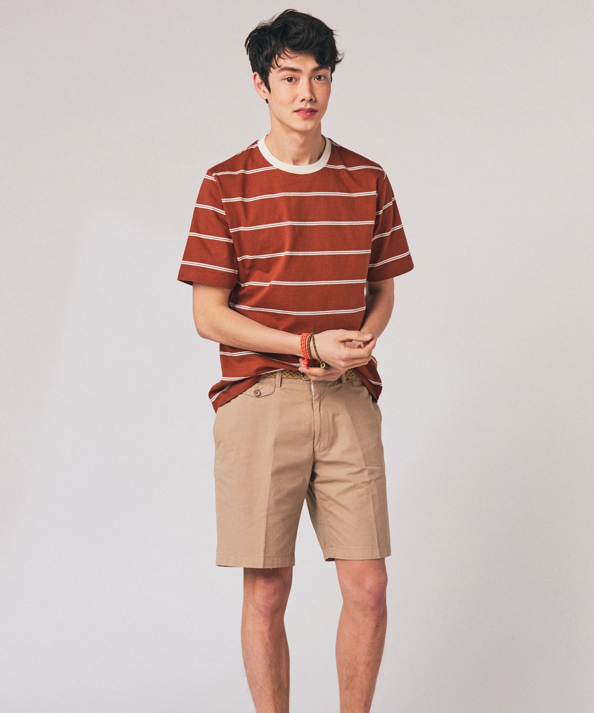 헤이에디(HEY EDDY) 라운드 반팔 스트라이프 티셔츠(BR)