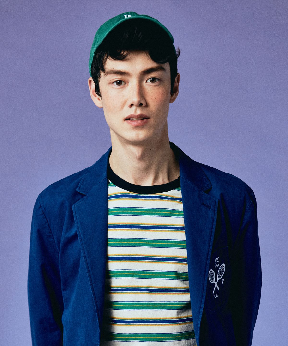 헤이에디(HEY EDDY) 라운드 반팔 스트라이프 티셔츠(GREEN)