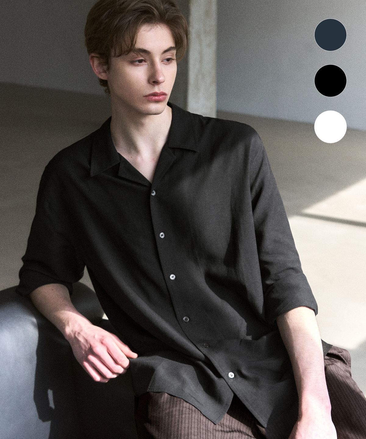 드로우핏(DRAW FIT) 스테이블 린넨 오픈 카라 셔츠 [3color]