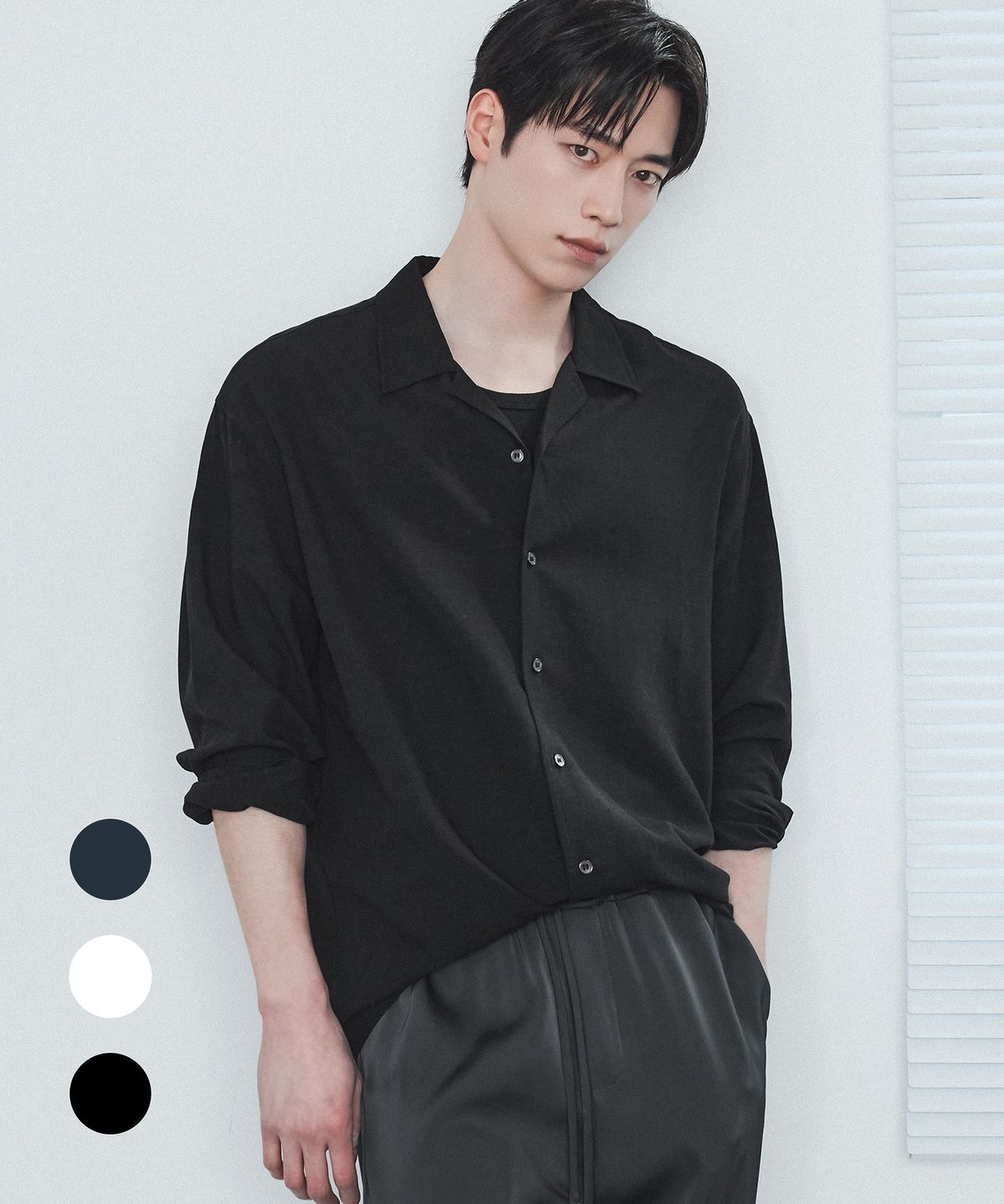 드로우핏(DRAW FIT) 스테이블 린넨 오픈 카라 셔츠 [3color]