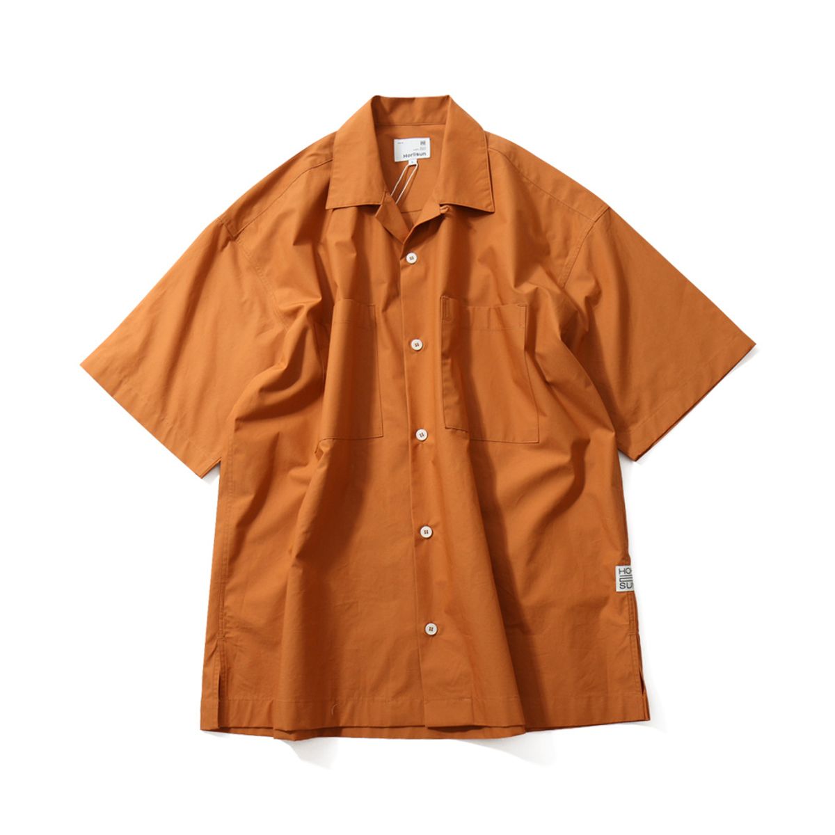 홀리선(HORLISUN) Joshua Extra Typewriter Solid Open Collar Shirts Umber