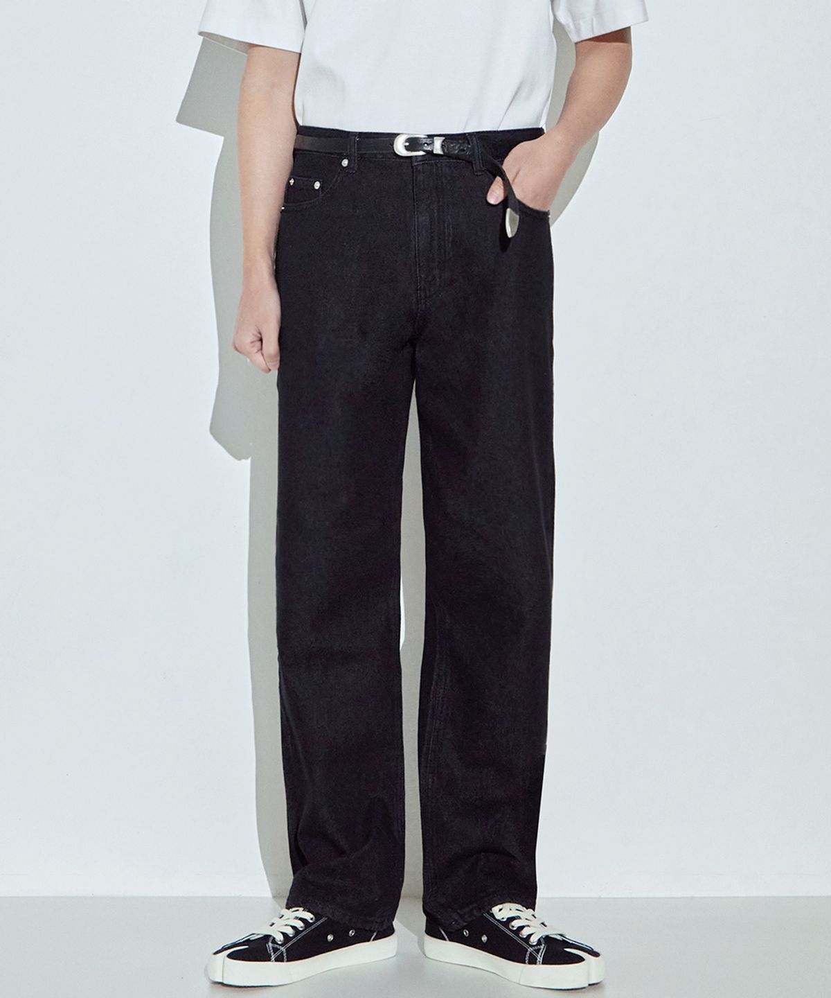 오더아카이브(ORDER ARCHIVE) Minimal wide jeans - 로우 블랙진