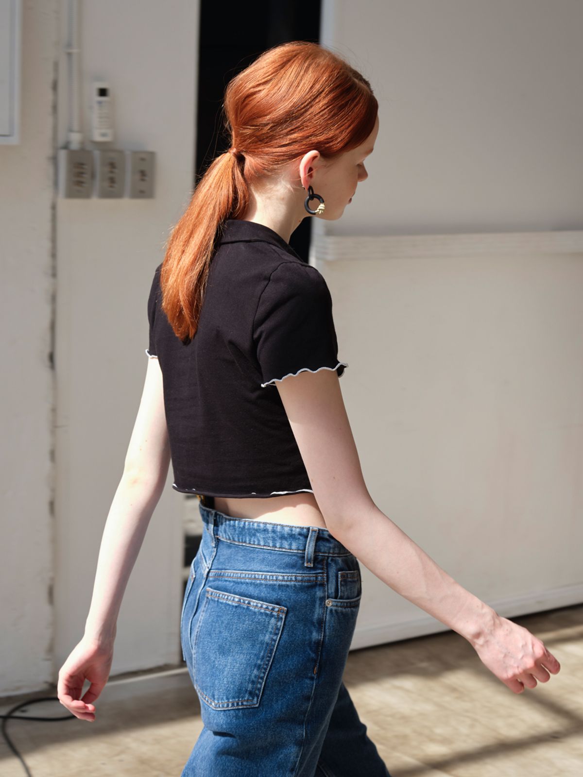 일일오구스튜디오(1159STUDIO) A1 COTTON SHORT CARDIGAN_BK