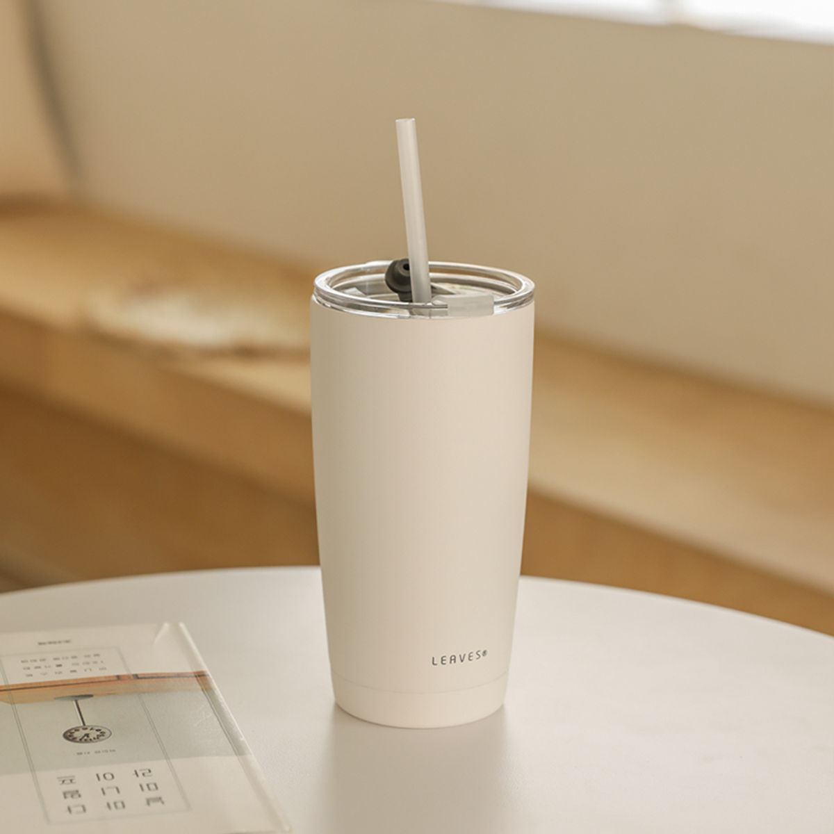 리브스(LEAVES) 보온보냉 빨대 텀블러 20oz_WHITE