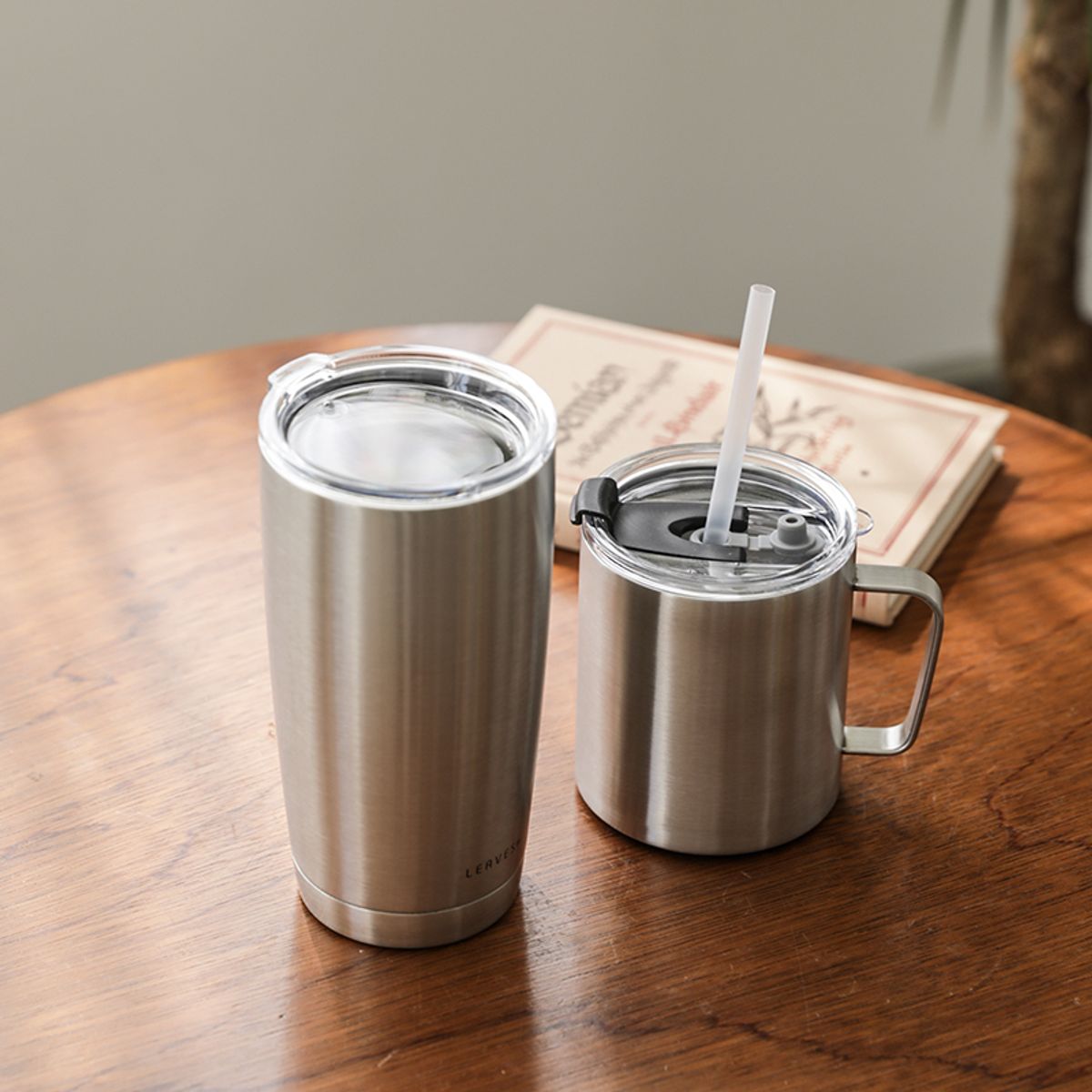 리브스(LEAVES) 보온보냉 빨대 텀블러 20oz_SILVER