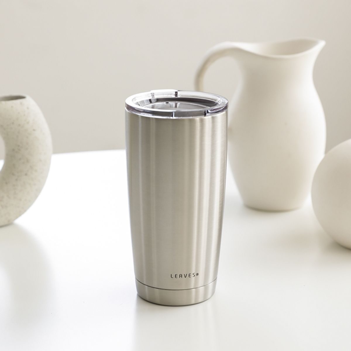 리브스(LEAVES) 보온보냉 빨대 텀블러 20oz_SILVER