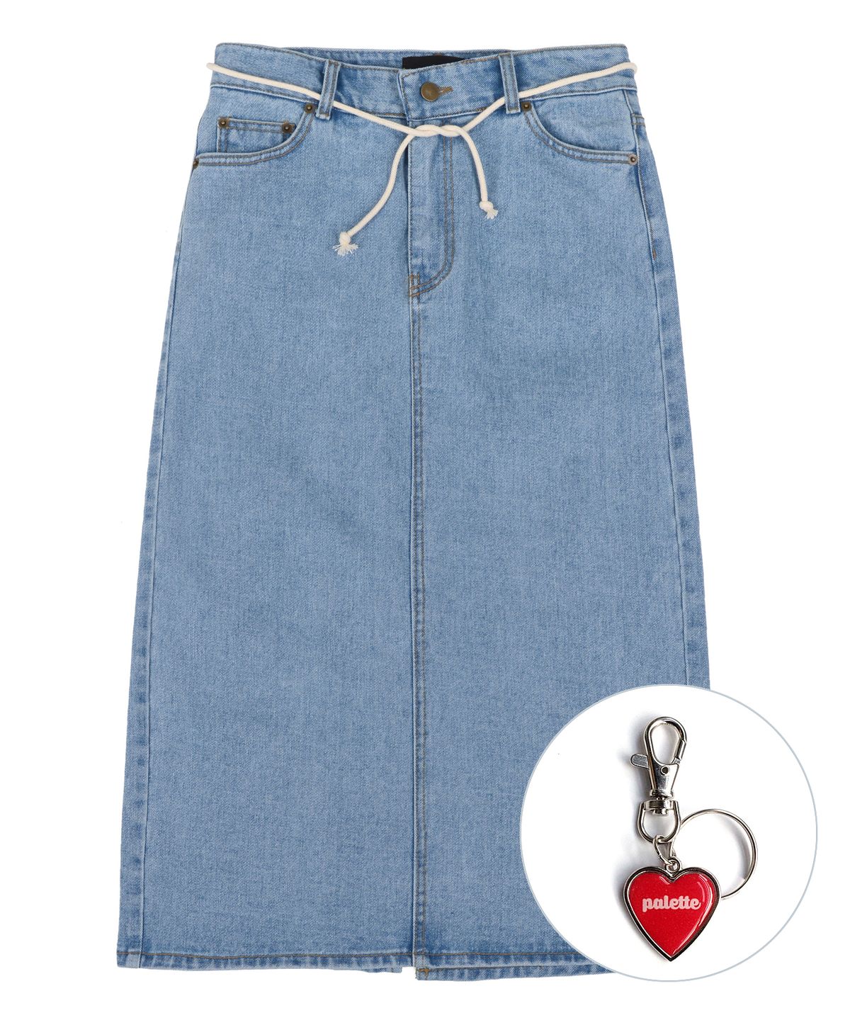 팔레트(PALETTE) WASHED DENIM LONG SKIRT (LIGHT BLUE)