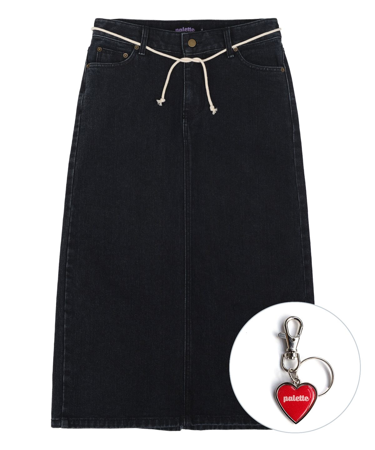 팔레트(PALETTE) WASHED DENIM LONG SKIRT (BLACK)