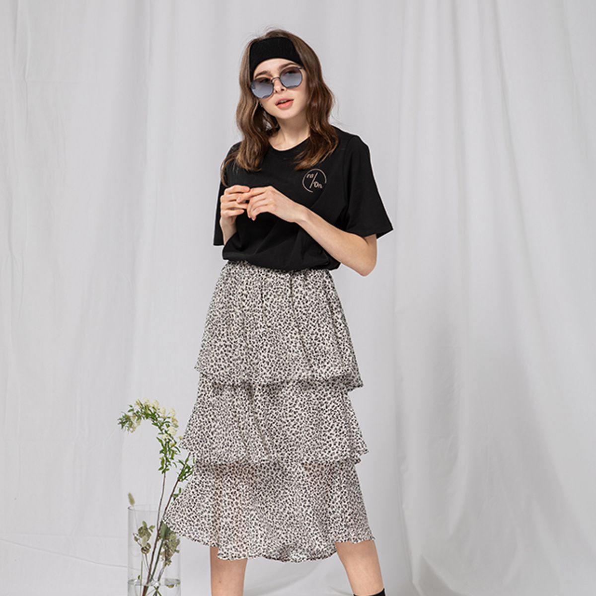라온(RA_ON) Flower Cancan Midi Skirt (WH)