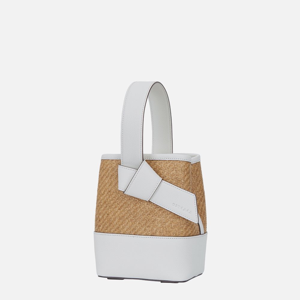 MUSINSA公式 | OSTKAKA Rica Mini Rattan Bucket Bag White