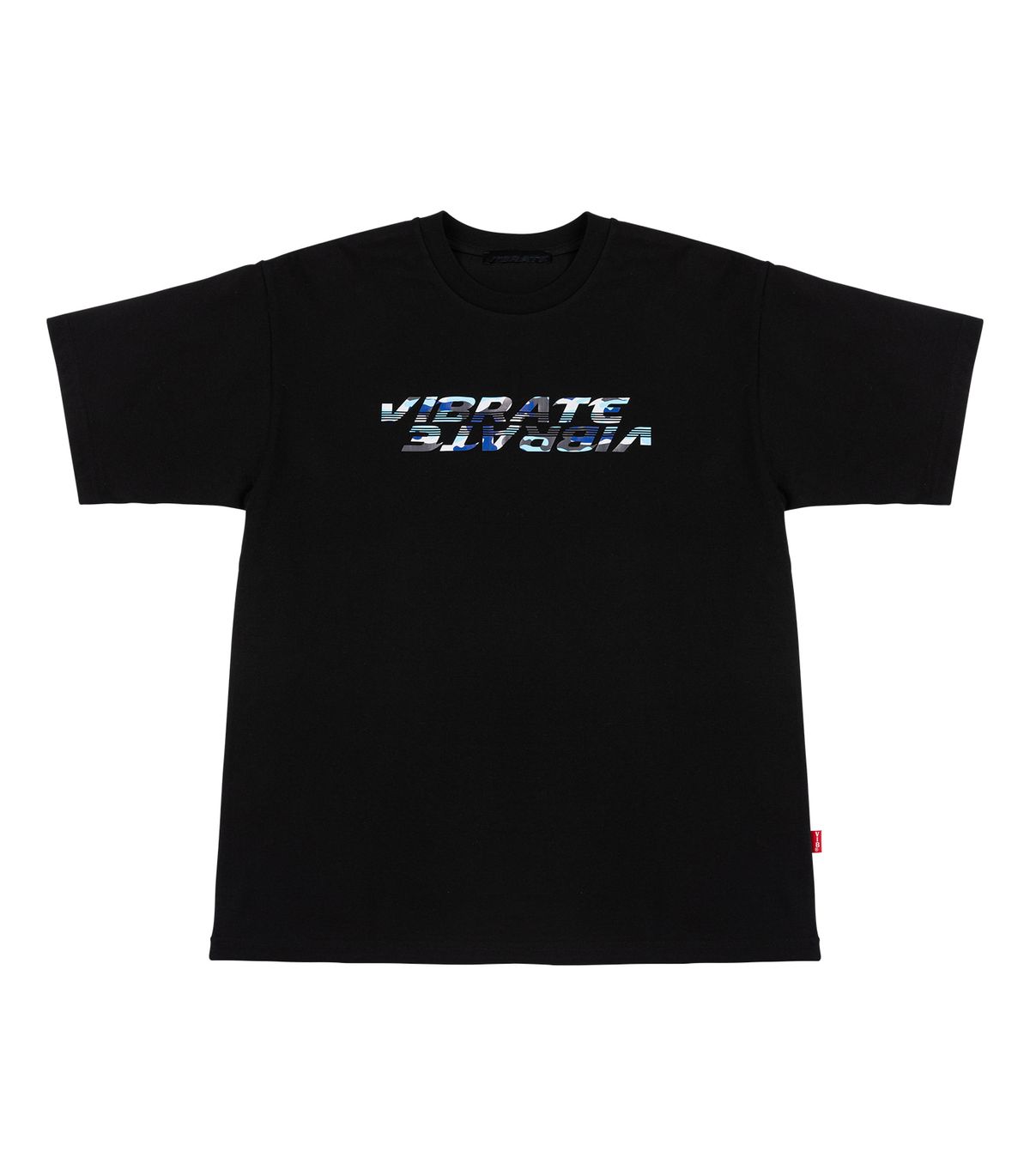 바이브레이트(VIBRATE) BLUE MILITARY LOGO T-SHIRT (BLACK)