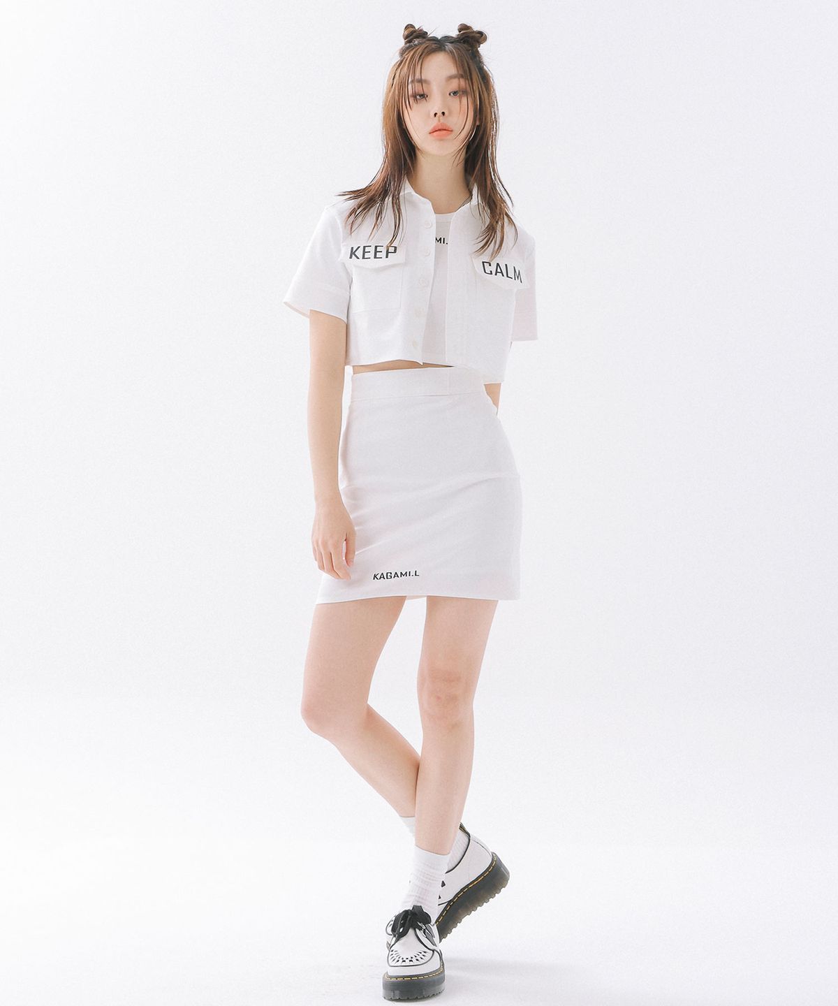 카가미엘(KAGAMI.L) 하이웨스트 미니 스커트