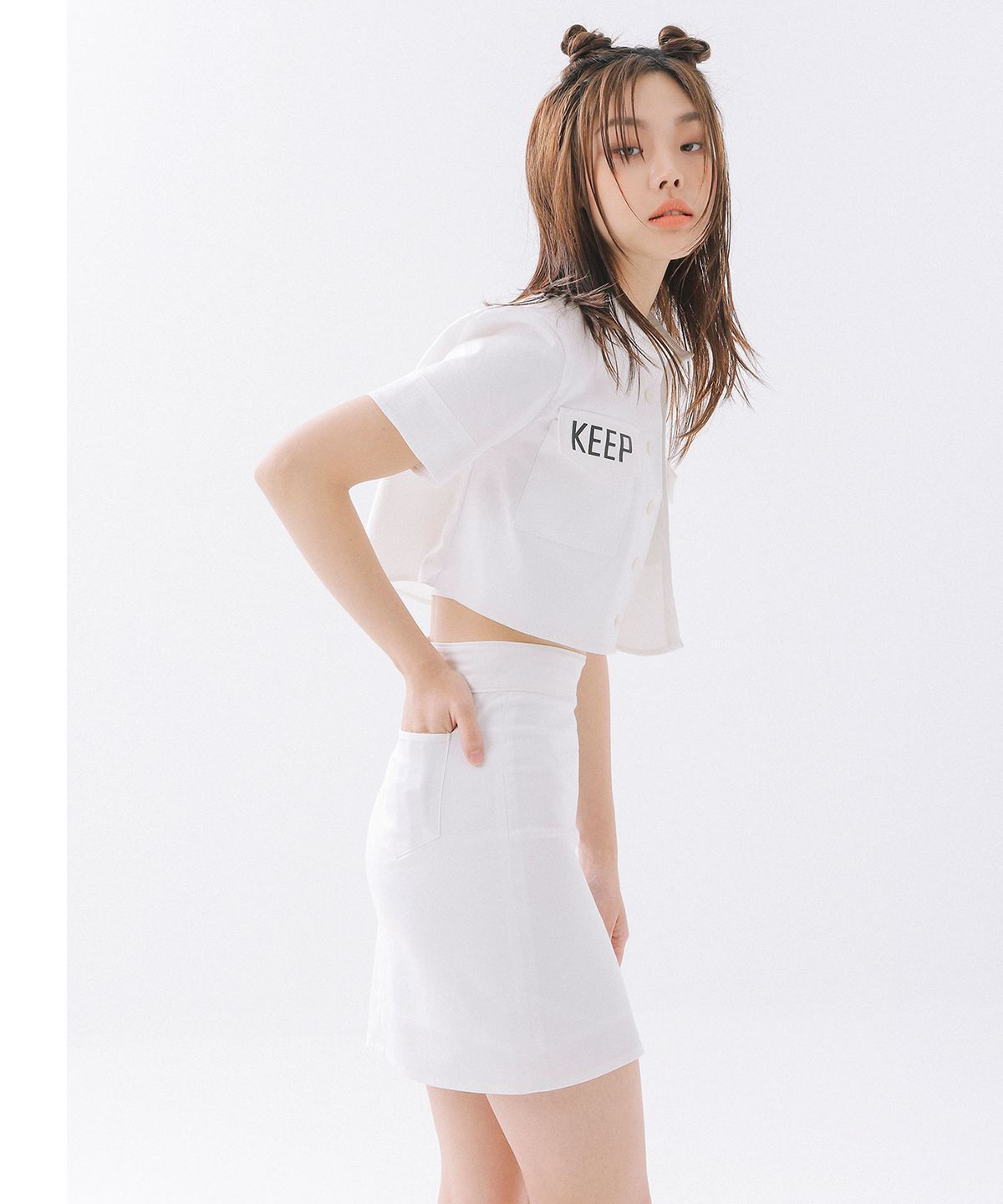 카가미엘(KAGAMI.L) 하이웨스트 미니 스커트