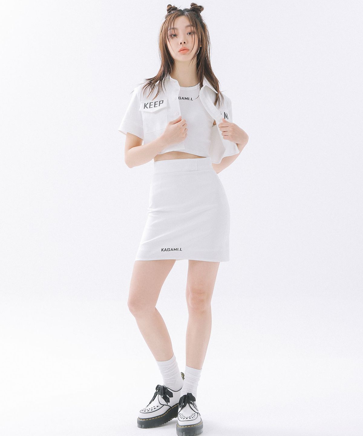 카가미엘(KAGAMI.L) 하이웨스트 미니 스커트