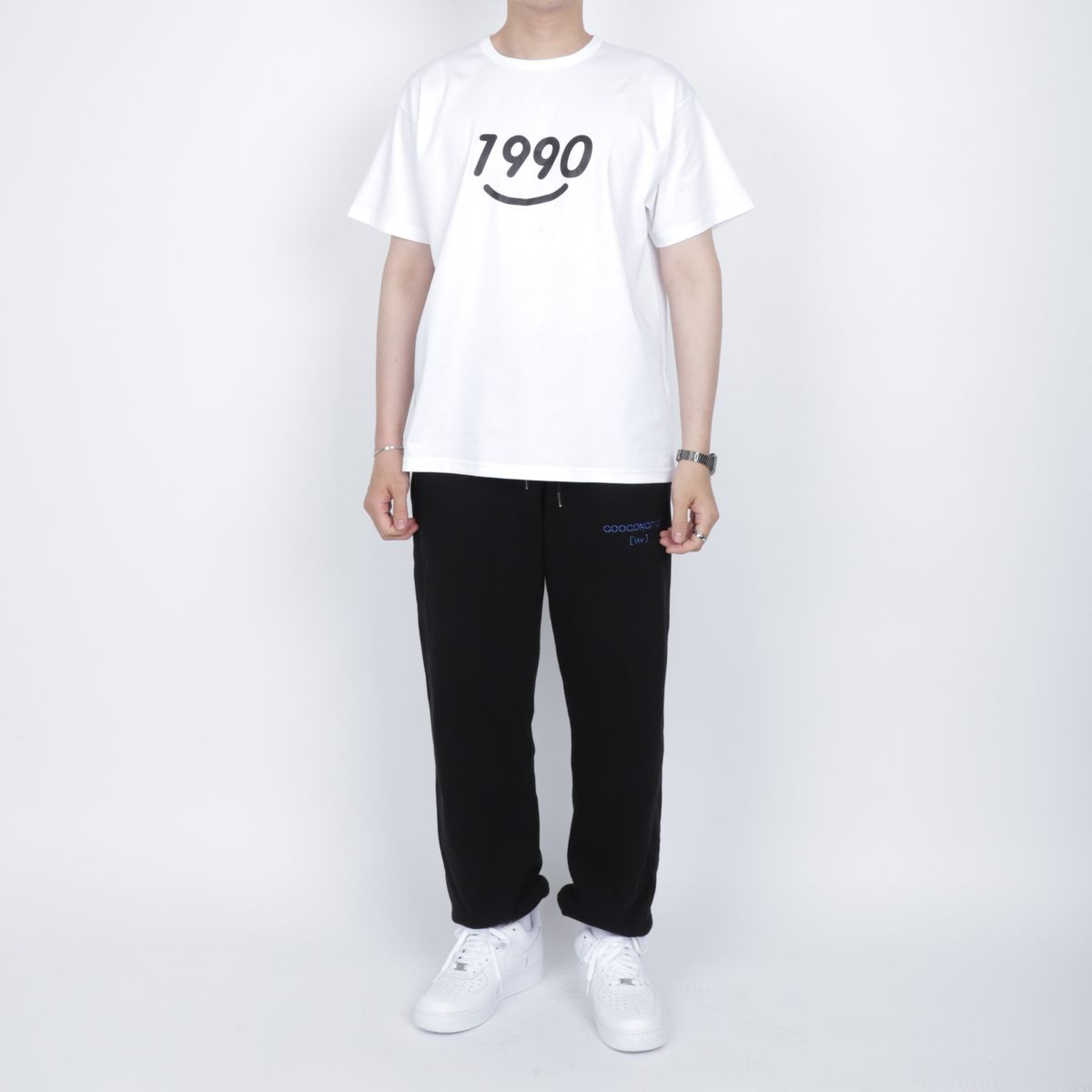 구공페스트(GOOGONGFAST) 1990 :) 프린팅 티셔츠 (화이트-블랙)