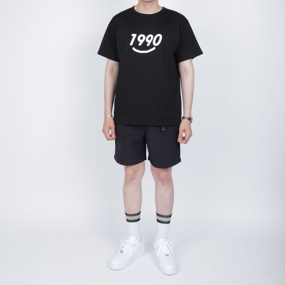 구공페스트(GOOGONGFAST) 1990 :) 프린팅 티셔츠 (블랙-화이트)