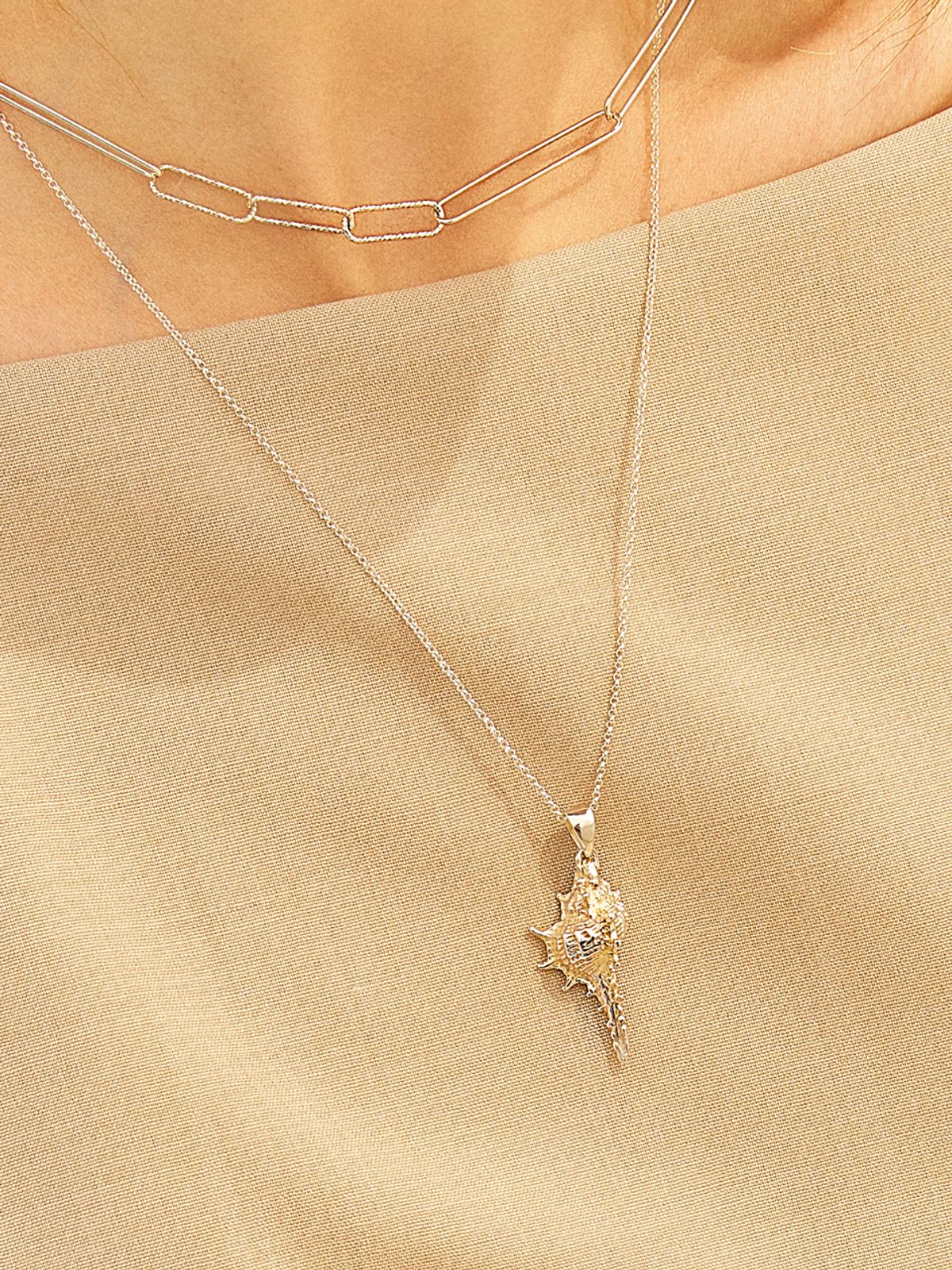 포스트루드(POSTLUDE) [SILVER] B TB SHELL LONG NECKLACE