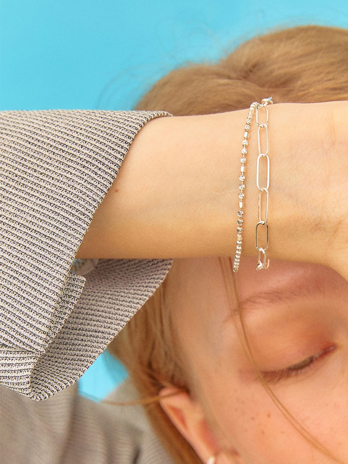 포스트루드(POSTLUDE) [SILVER] CUTTING BALL CHAIN BRACELET