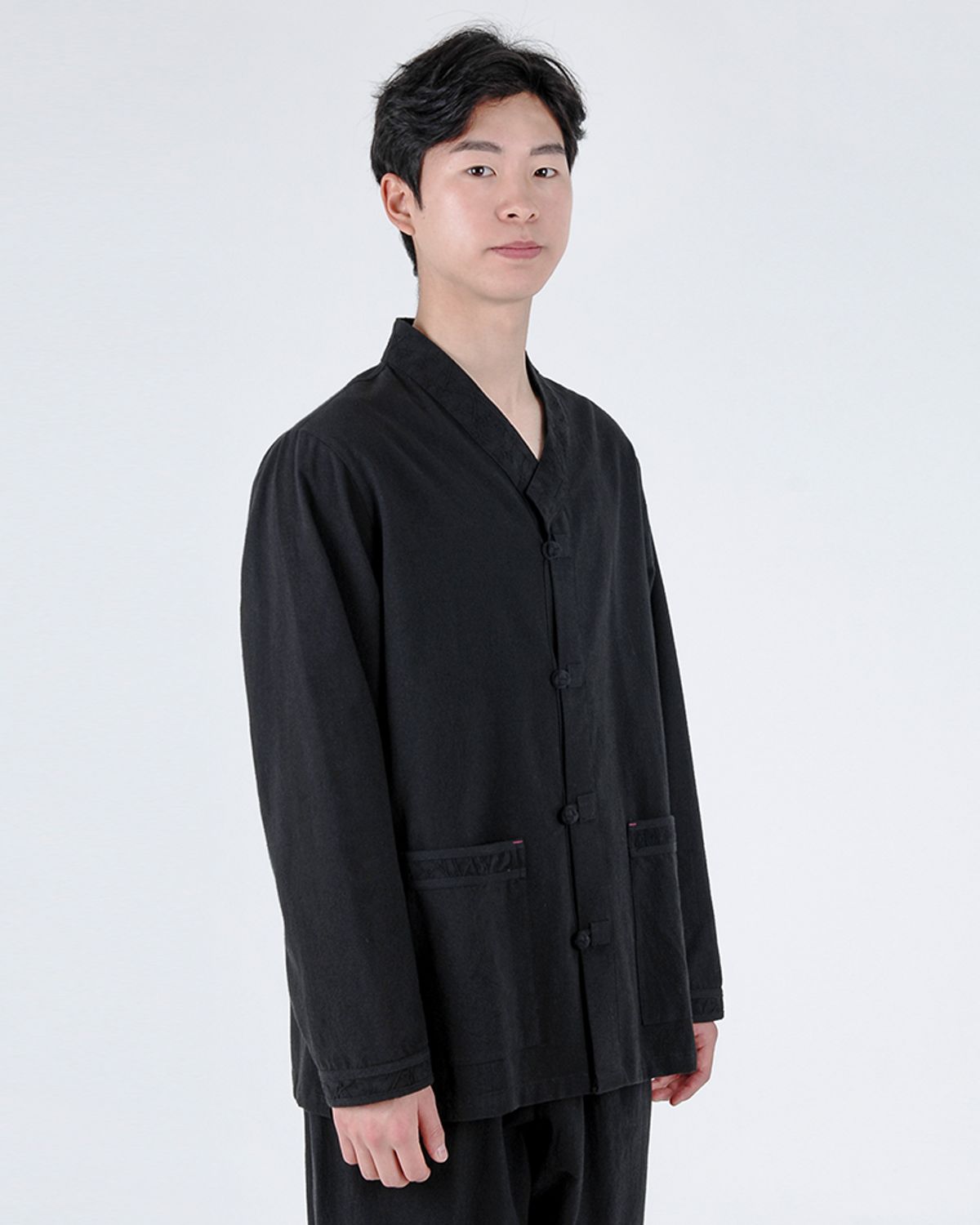 지장사(ZIJANGSA) [24002] (남여공용) 선염 20수 브이넥 한벌 세트 검정