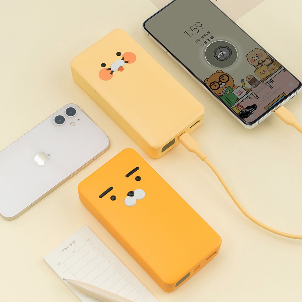 카카오프렌즈 파트너(KAKAOFRIENDS PARTNERS) 사각 PD 보조배터리 20000mAh (라이언/춘식이)