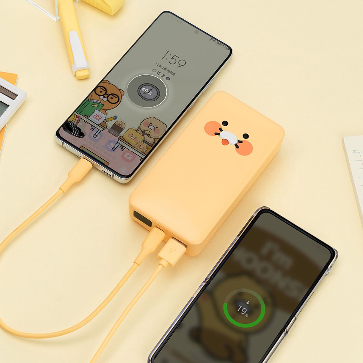 카카오프렌즈 파트너(KAKAOFRIENDS PARTNERS) 사각 PD 보조배터리 20000mAh (라이언/춘식이)