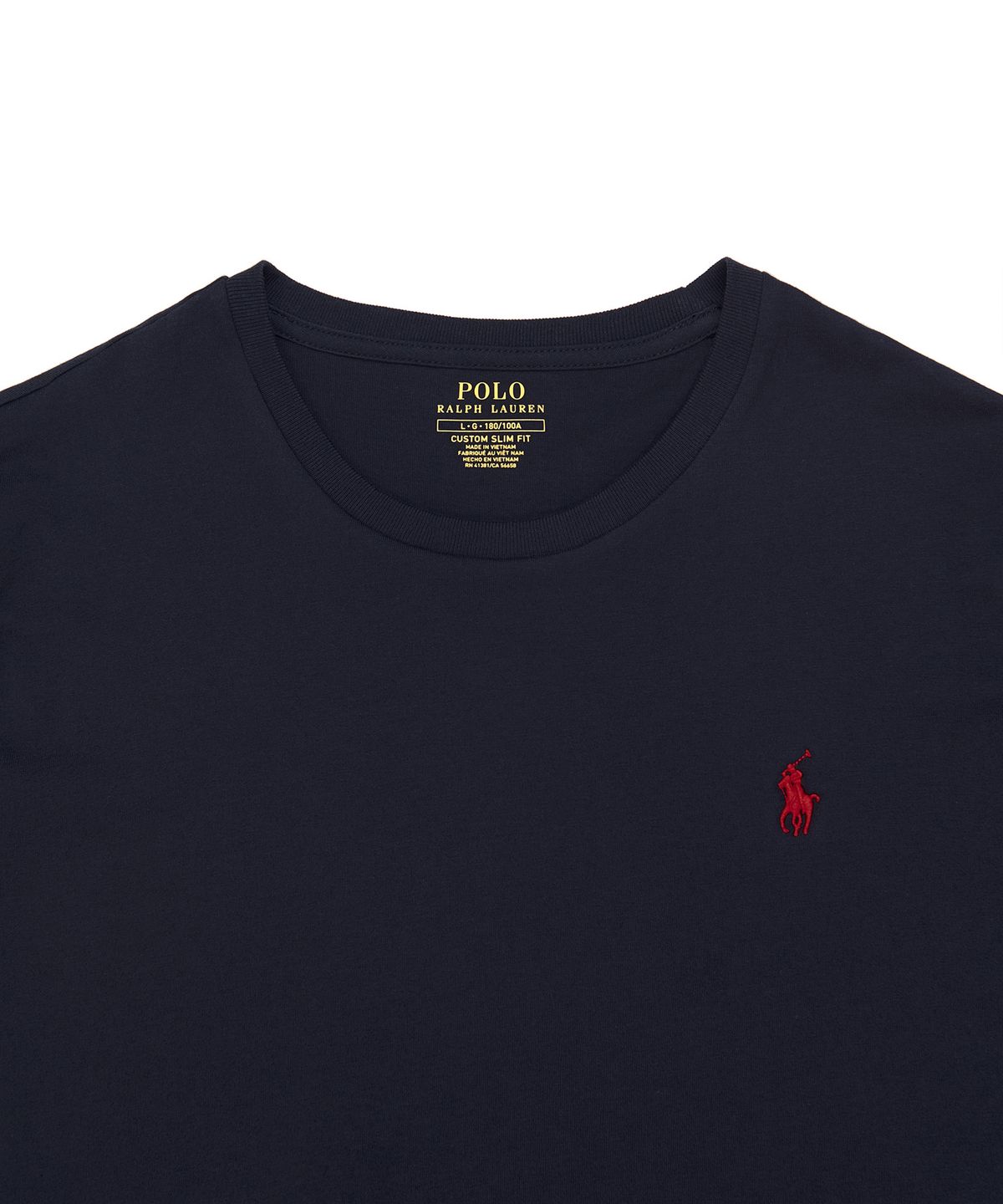 폴로 랄프 로렌(POLO RALPH LAUREN) 커스텀 슬림 핏 코튼 티셔츠 - 네이비