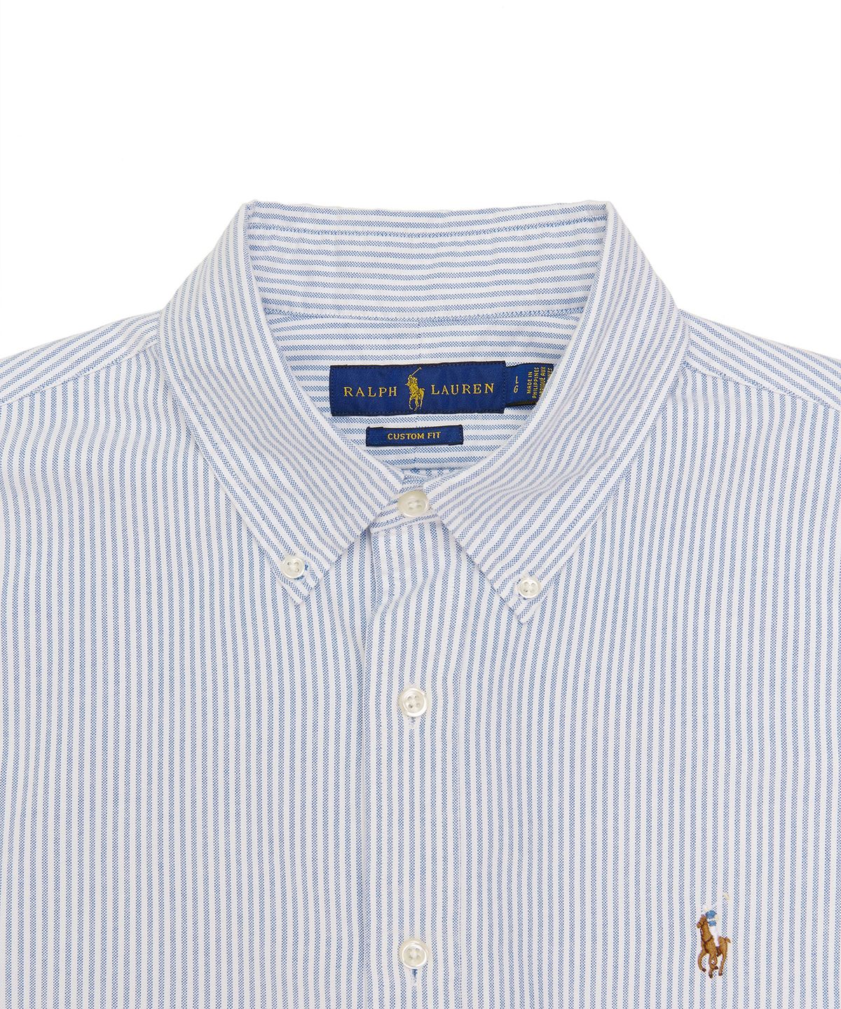 폴로 랄프 로렌(POLO RALPH LAUREN) 커스텀핏 버튼다운 옥스포드 셔츠  - 블루