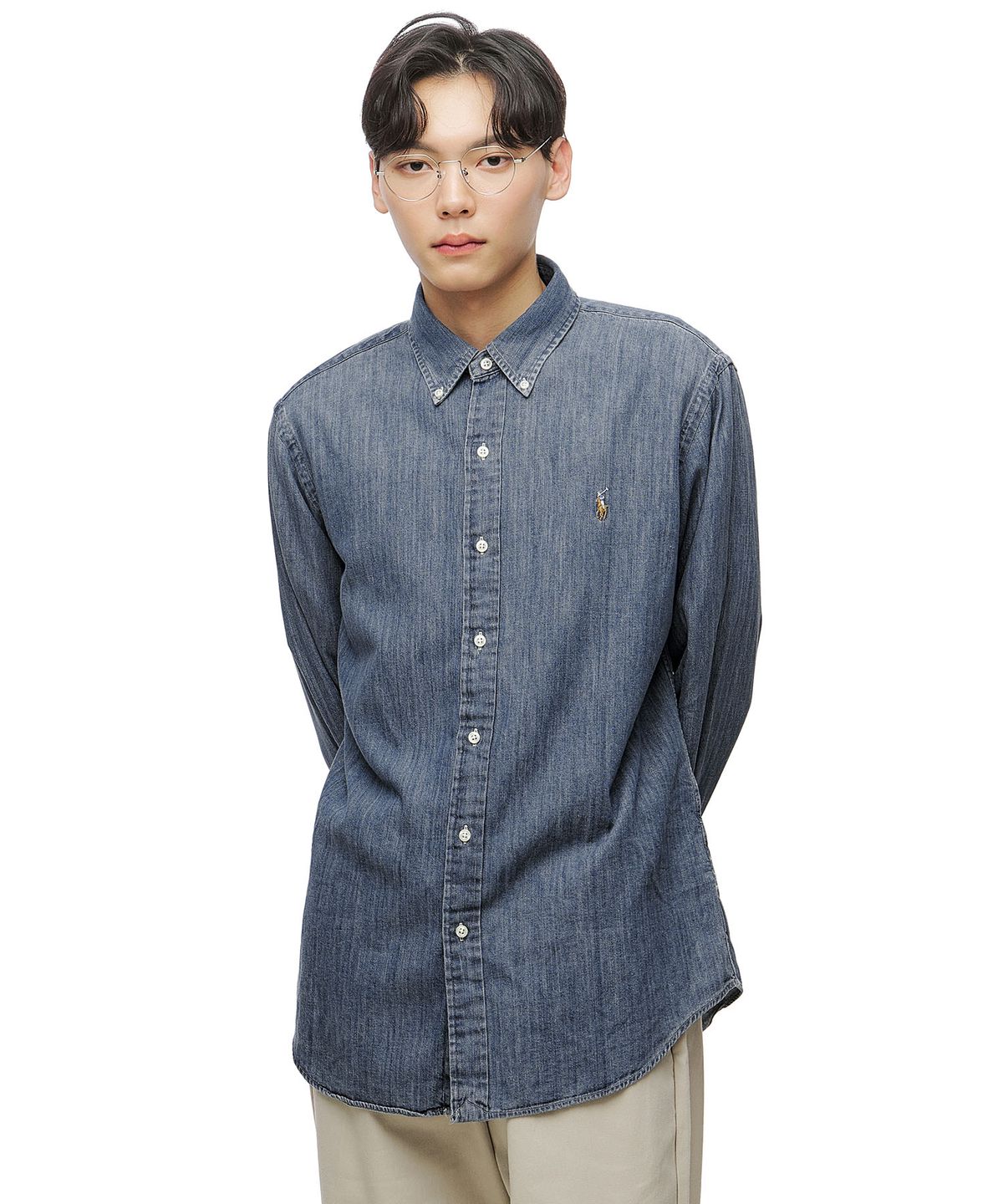 폴로 랄프 로렌(POLO RALPH LAUREN) 커스텀핏 데님 셔츠 - 블루
