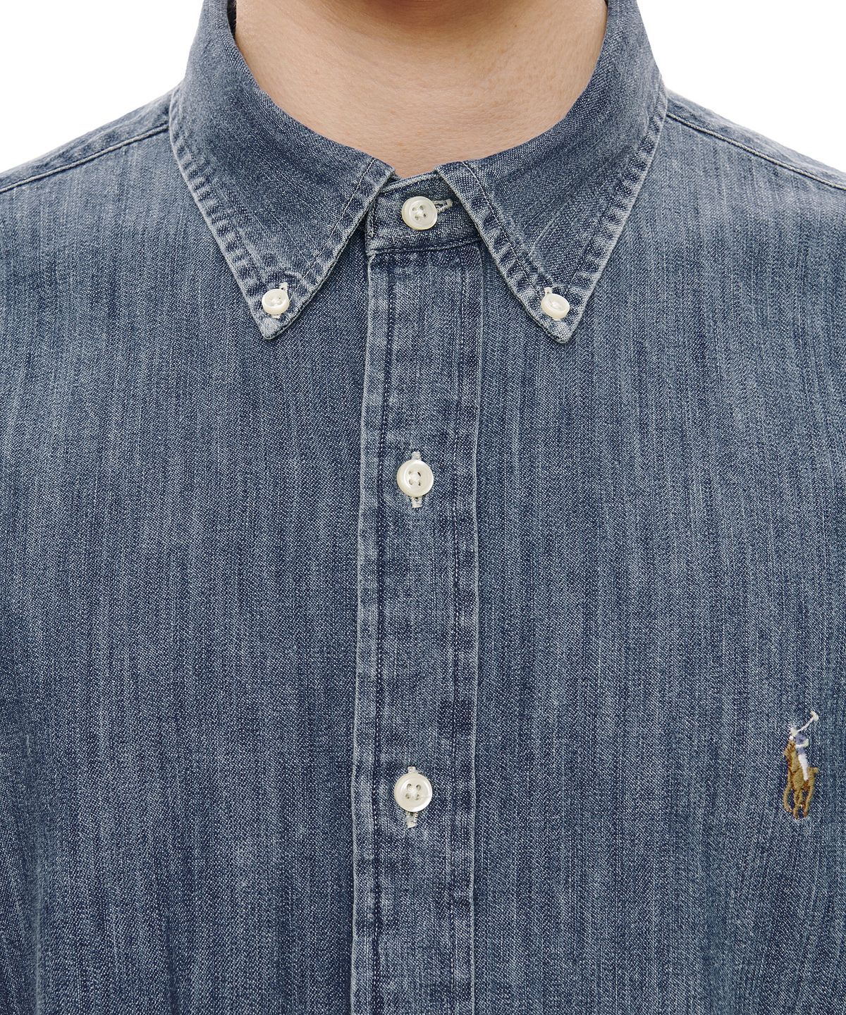 폴로 랄프 로렌(POLO RALPH LAUREN) 커스텀핏 데님 셔츠 - 블루