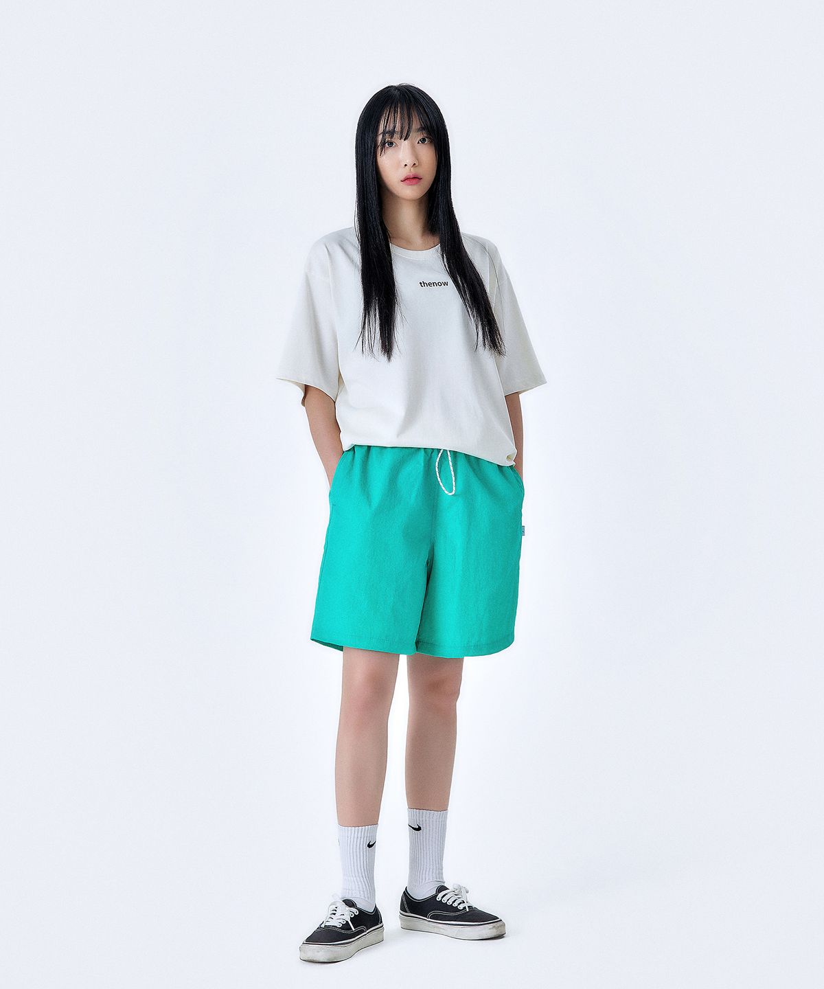 댄앤나우(THENOW) thenow 미니 프린팅 오버핏 티셔츠 아이보리화이트