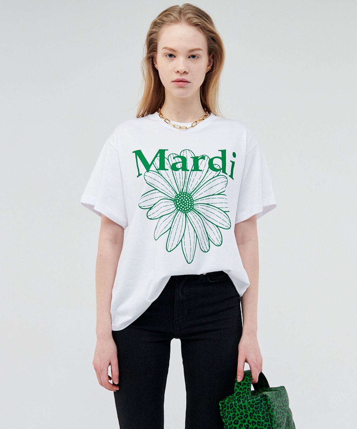 마르디 메크르디(MARDI MERCREDI) TSHIRT FLOWERMARDI_WHITE GREEN