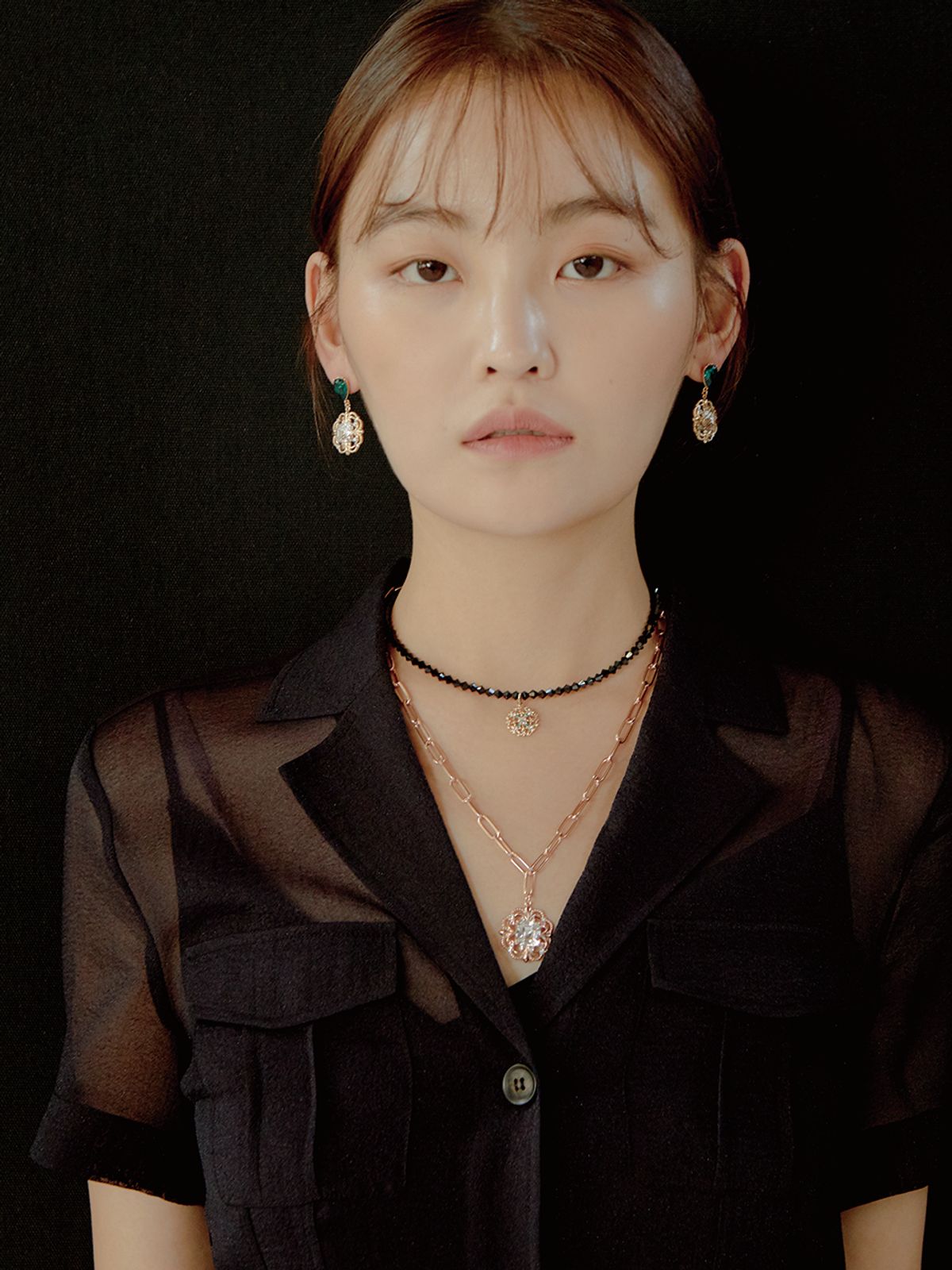 로이데테르(ROIDETER) 엠블럼 오닉스 비드 목걸이