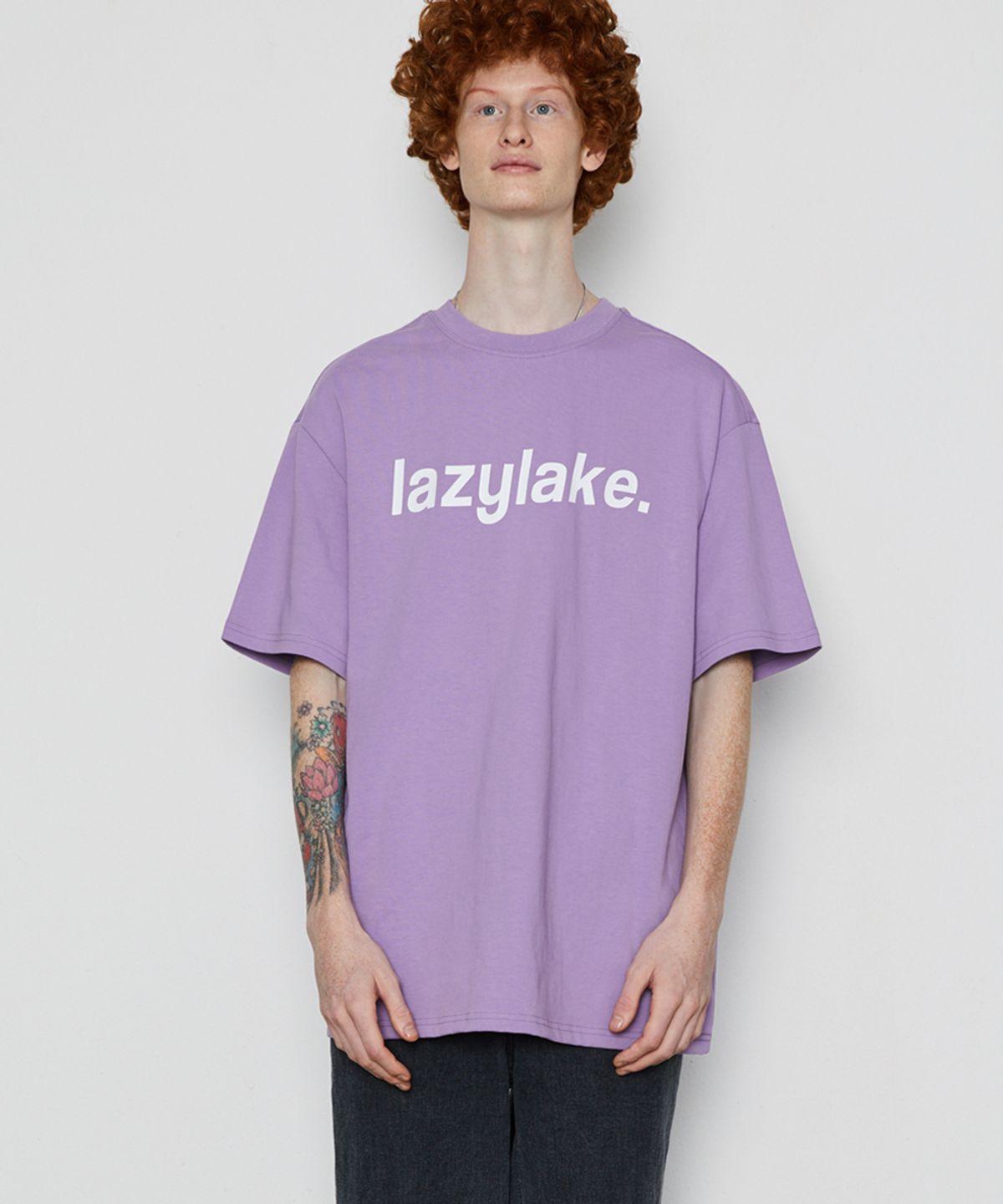 레이지레이크(LAZY LAKE) 유니섹스 빅로고티셔츠 퍼플