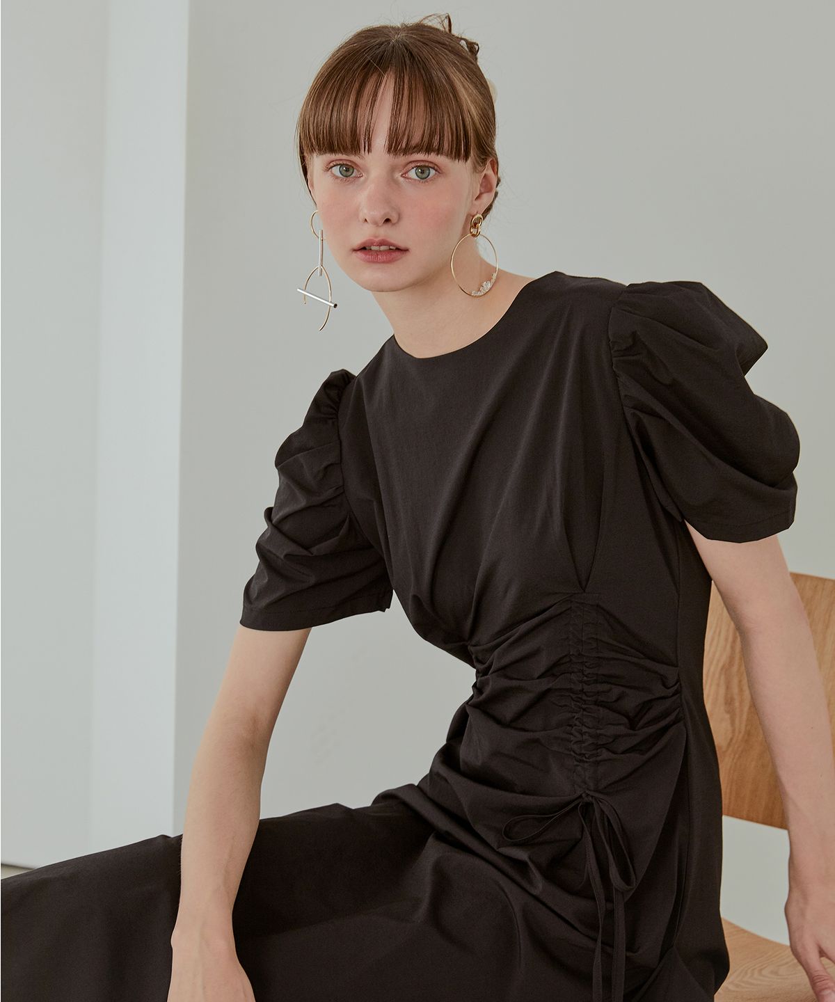 에트몽(ETMON) Pintuck String Dress,  Black