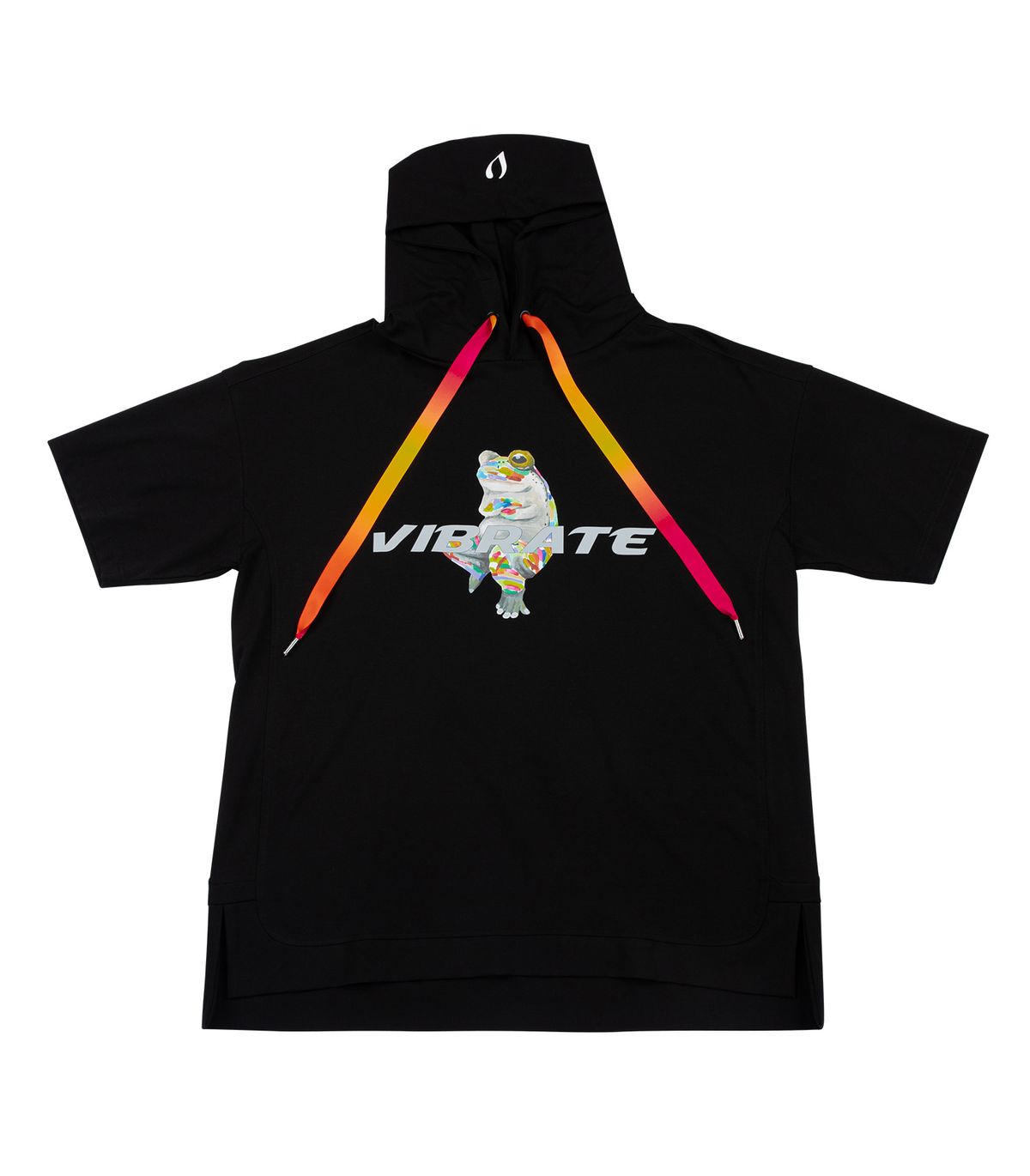 바이브레이트(VIBRATE) GLORY FROG LOGO HALF SLEEVE HOODIE (BLACK)
