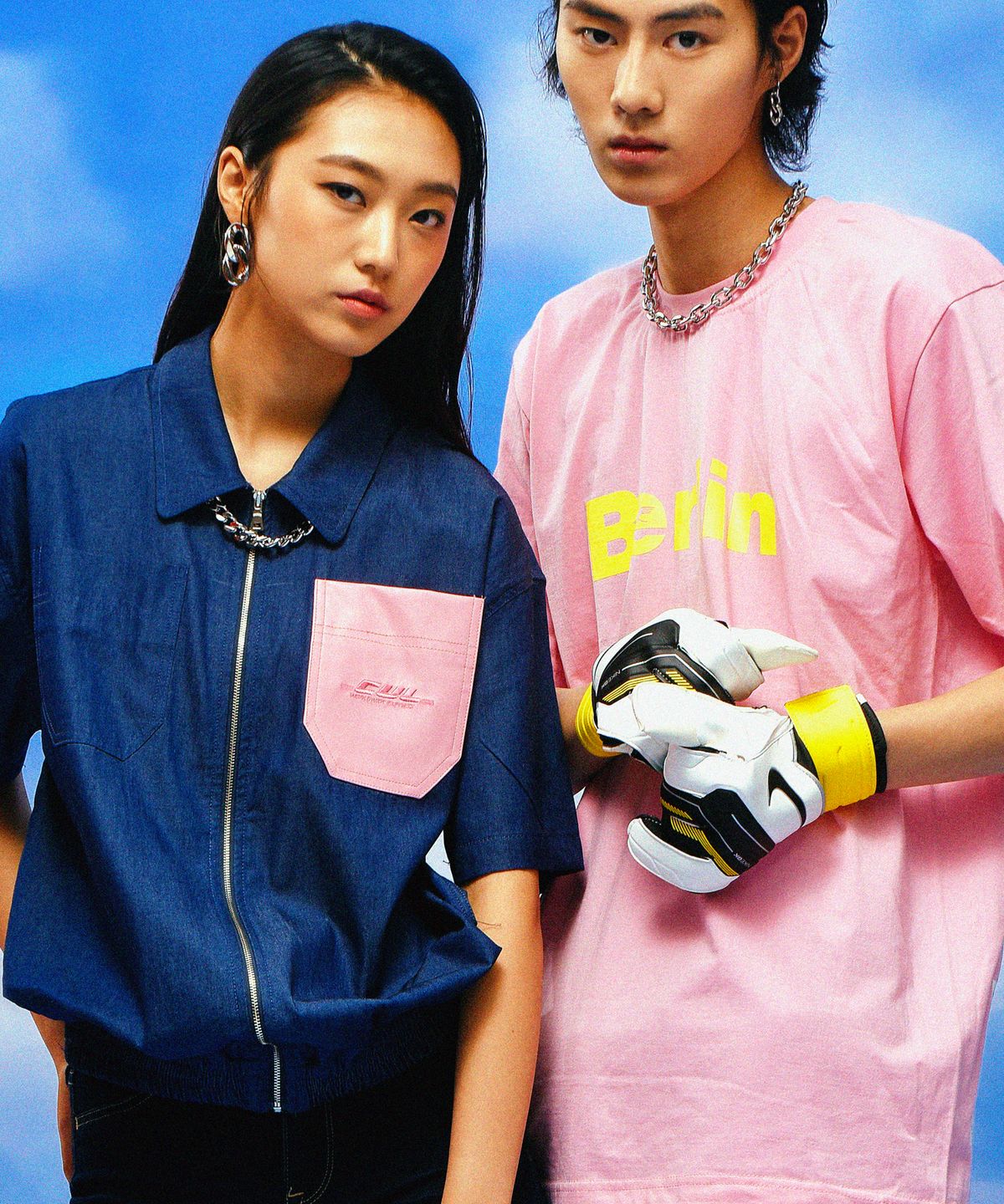 씨오엠이(COME) [UNISEX] Short Sleeve Bomber Jacket (Denim)