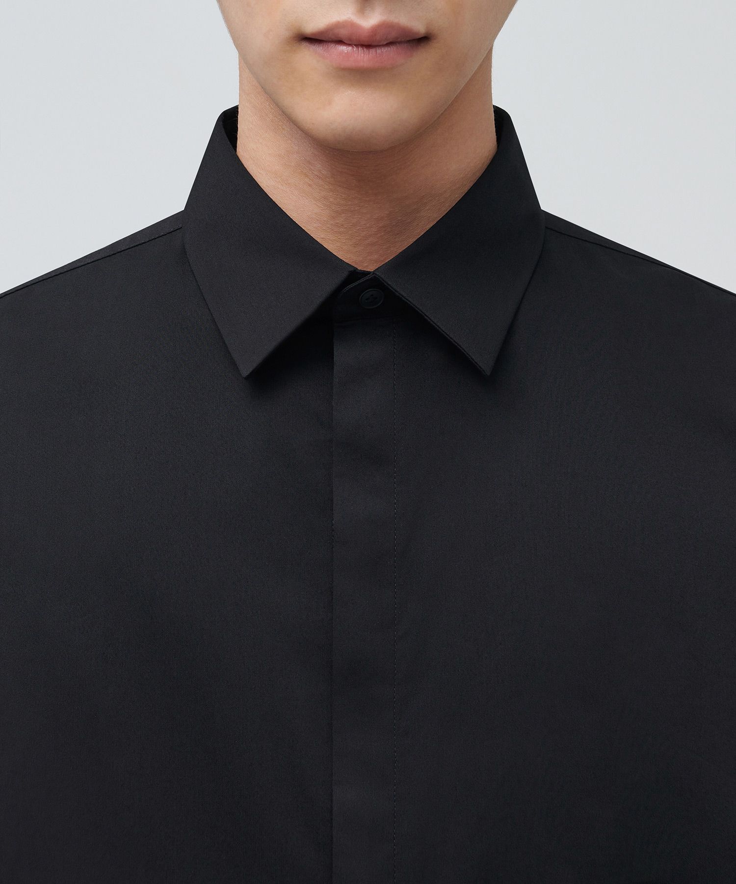MUSINSA | MUSINSA STANDARD HIDDEN BUTTON DRESS SHIRT [BLACK]