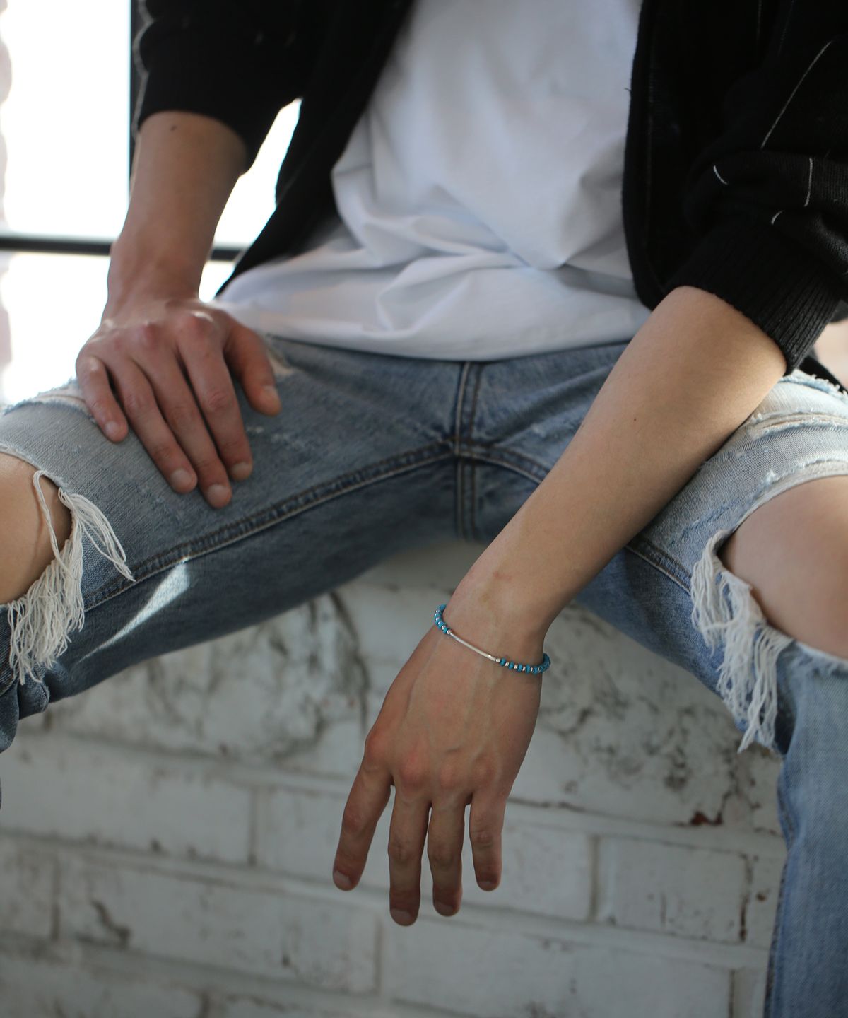 쇼브오프(SHOVEOFF) [Silver92.5]SVB - #S229 Round Bar Turquoise Bracelet