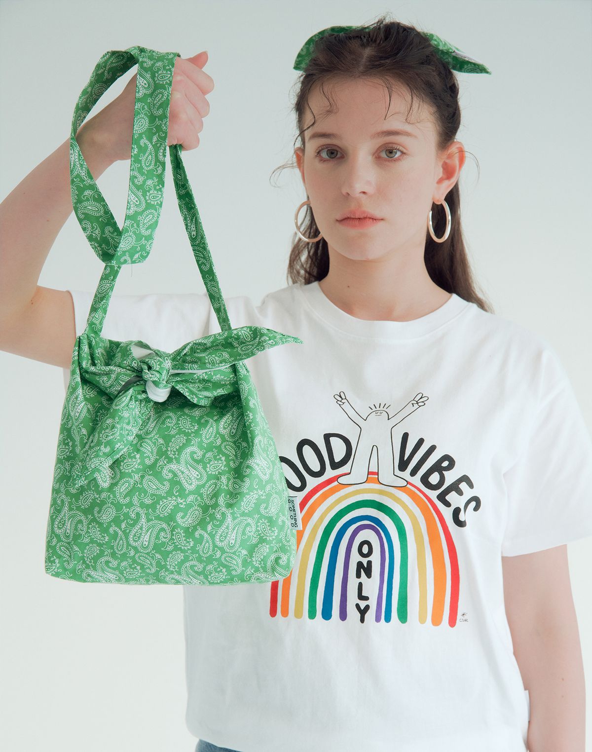 썸띵굿(SOMETHING GOOD) Paisley Tie Eco Bag Mini-Cross_GREEN