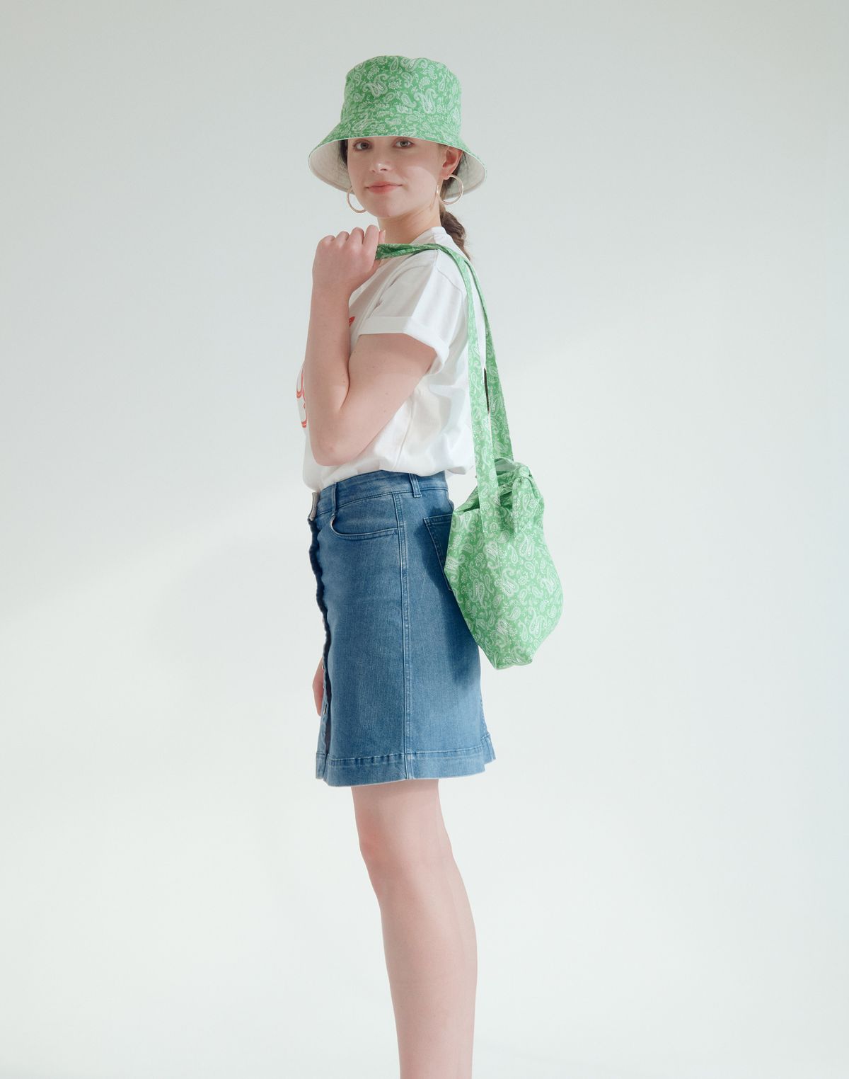 썸띵굿(SOMETHING GOOD) Paisley Tie Eco Bag Mini-Cross_GREEN
