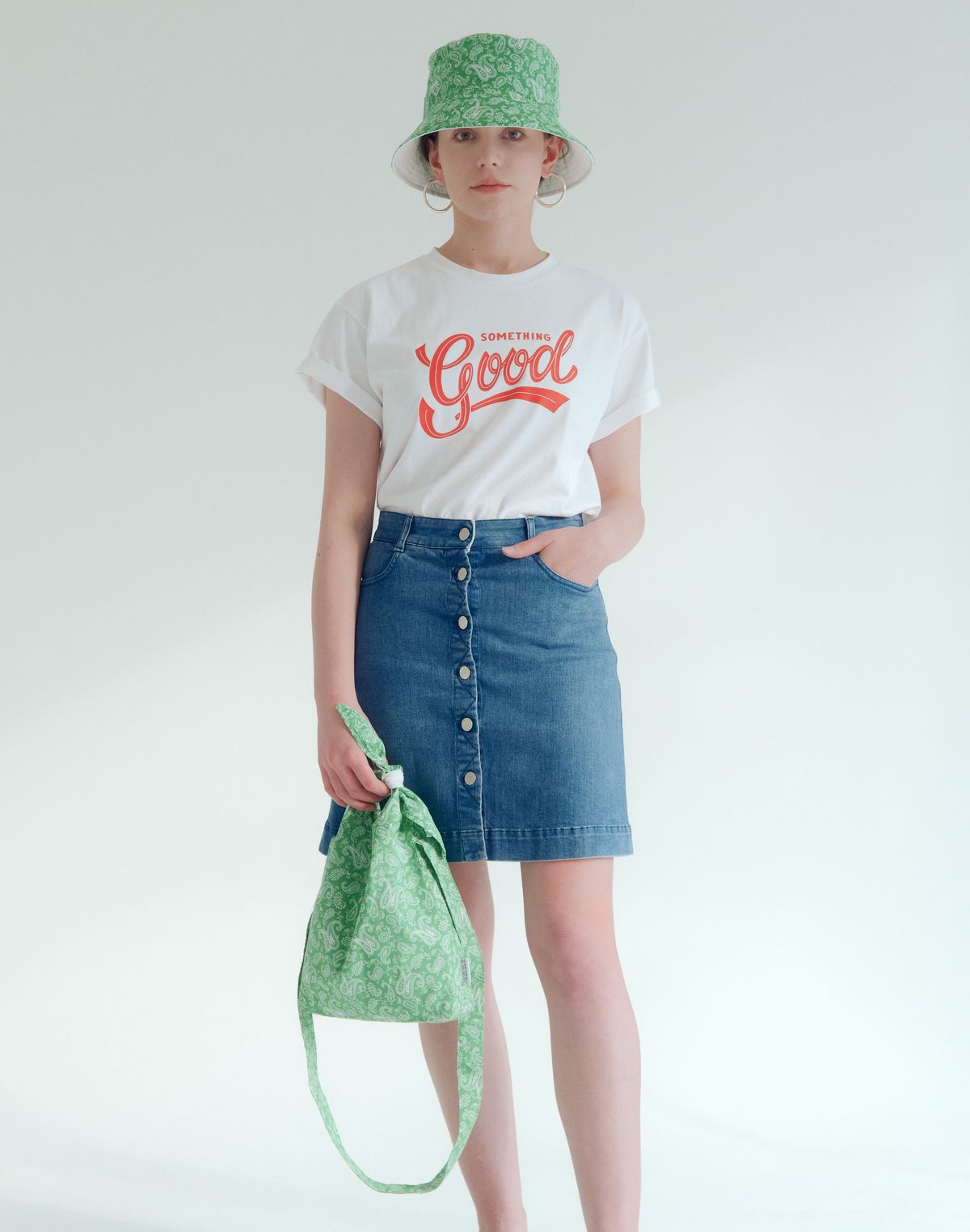 썸띵굿(SOMETHING GOOD) Paisley Tie Eco Bag Mini-Cross_GREEN