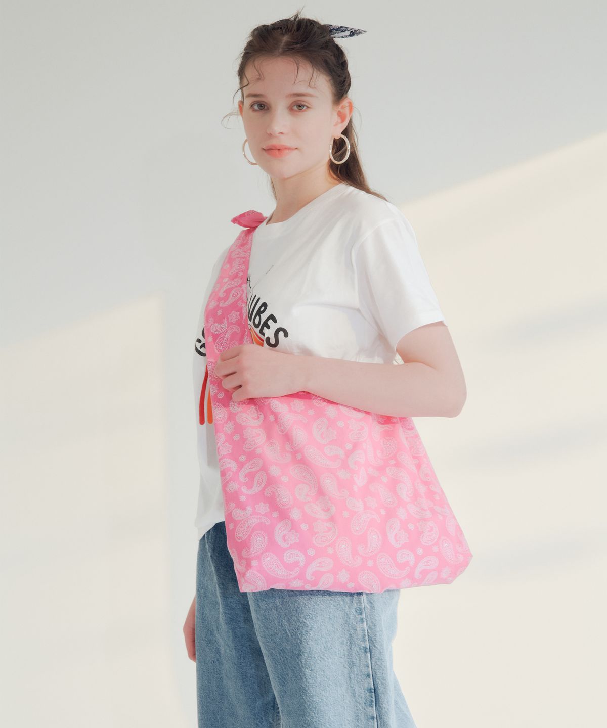 썸띵굿(SOMETHING GOOD) Paisley Print Tie Eco Bag_Pastel 3 Color