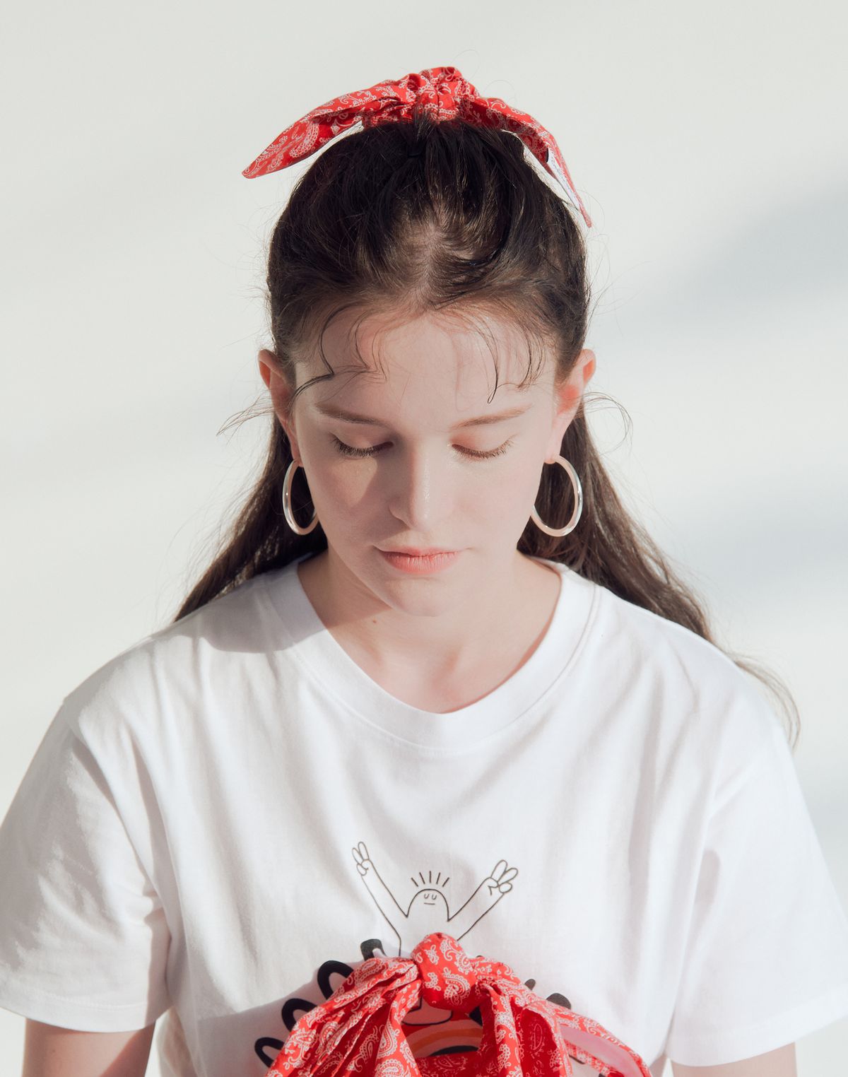 썸띵굿(SOMETHING GOOD) Tie Bow Scrunchy_Paisley_RED