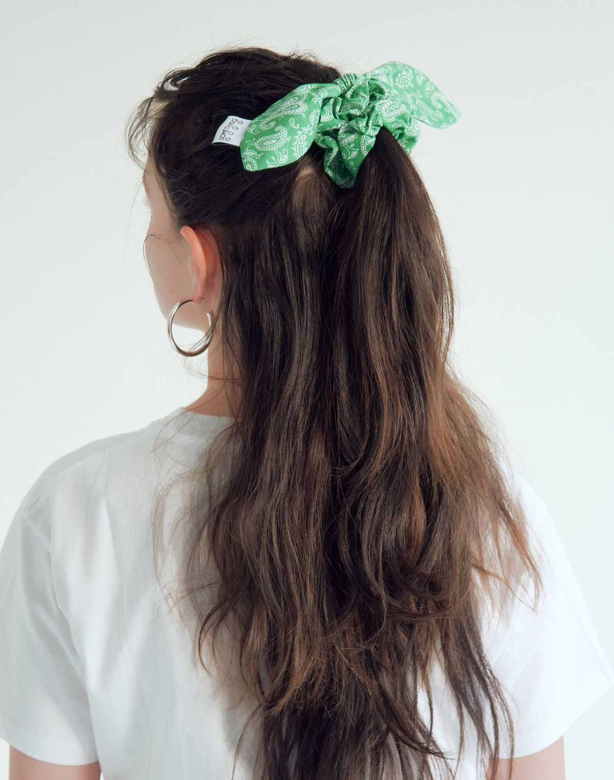 썸띵굿(SOMETHING GOOD) Tie Bow Scrunchy_Paisley_GREEN