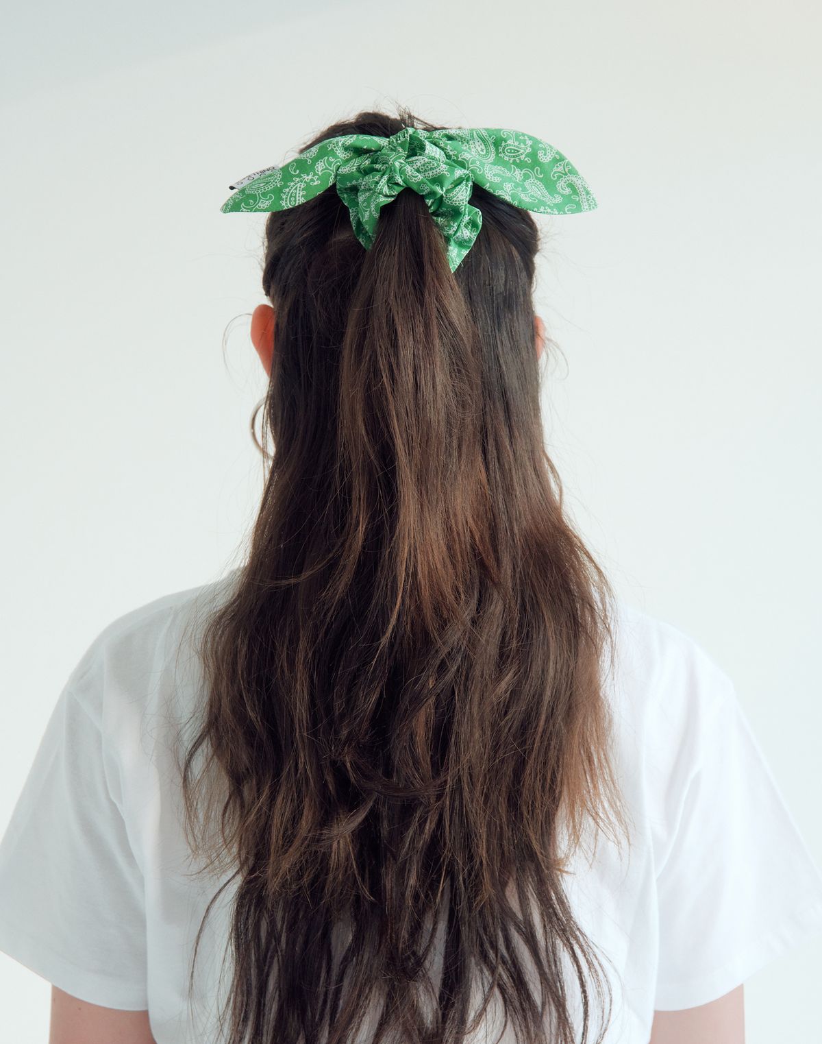 썸띵굿(SOMETHING GOOD) Tie Bow Scrunchy_Paisley_GREEN