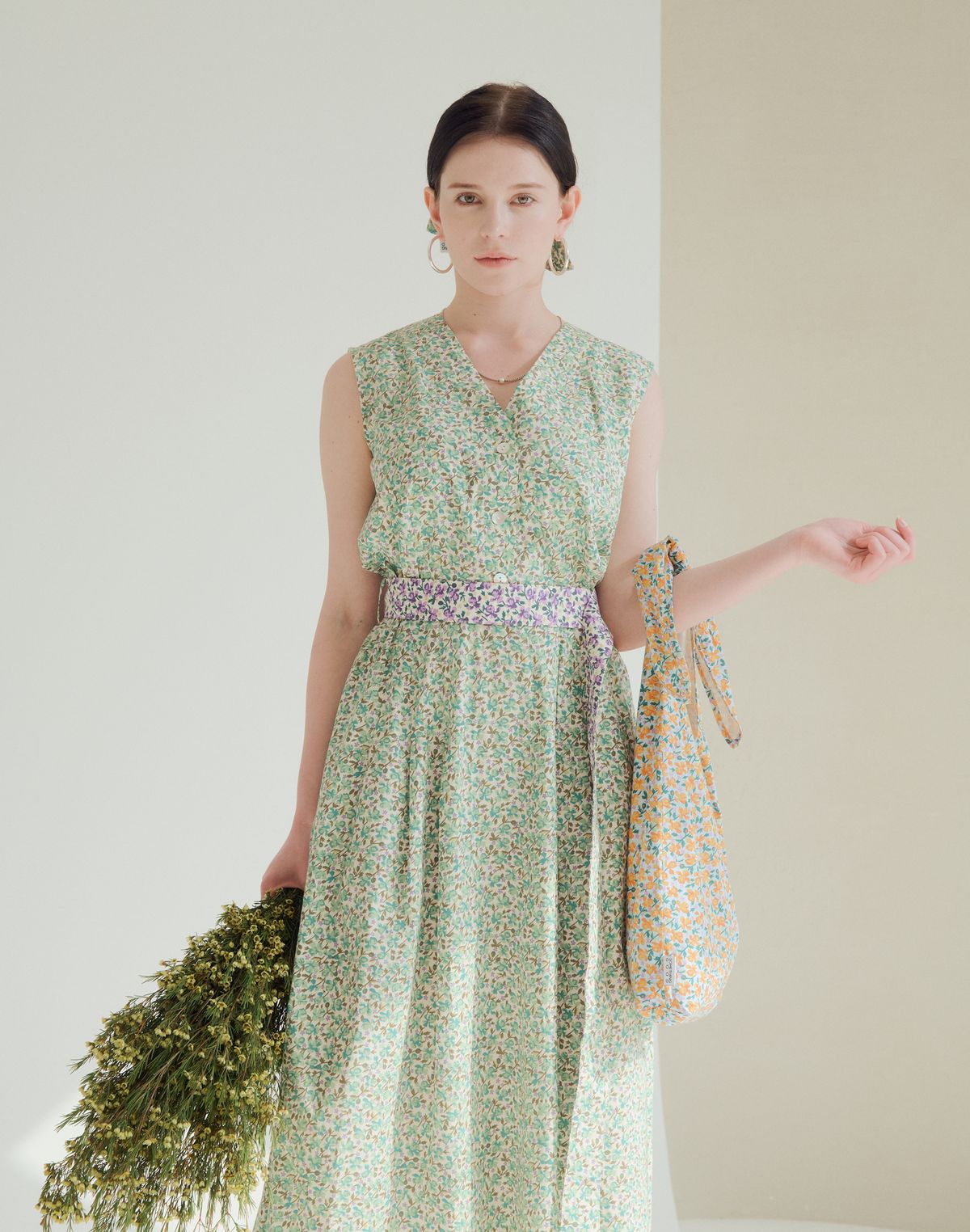 썸띵굿(SOMETHING GOOD) RANNY Floral Dress_GREEN