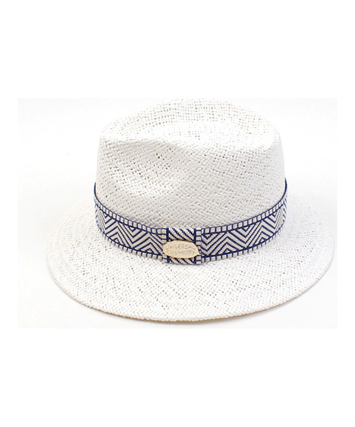 유니버셜 케미스트리(UNIVERSAL CHEMISTRY) Blue Mono Line Swing White Short Fedora 여름페도라