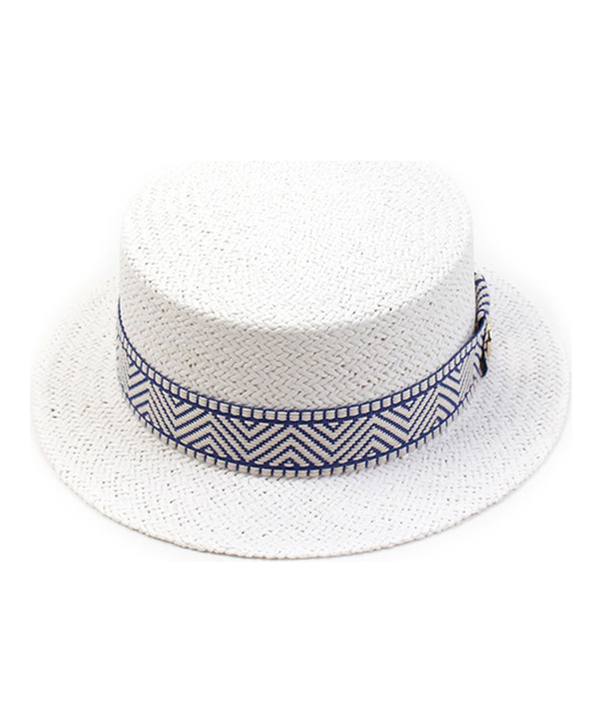 유니버셜 케미스트리(UNIVERSAL CHEMISTRY) Blue Mono Line White Flat Short Panama Hat 여름페도라
